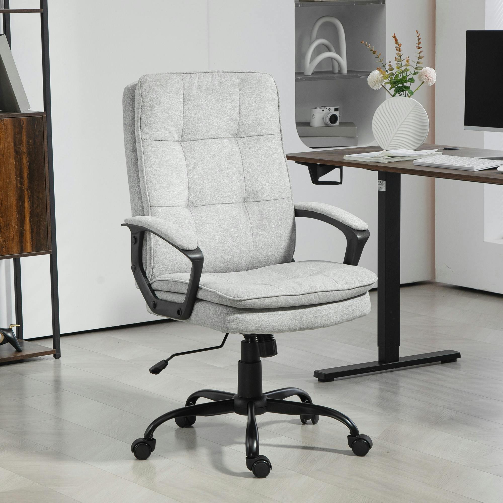 Rackhams Black/Grey Office Chair, Computer Desk Chair With Dual-Layer Padding,
