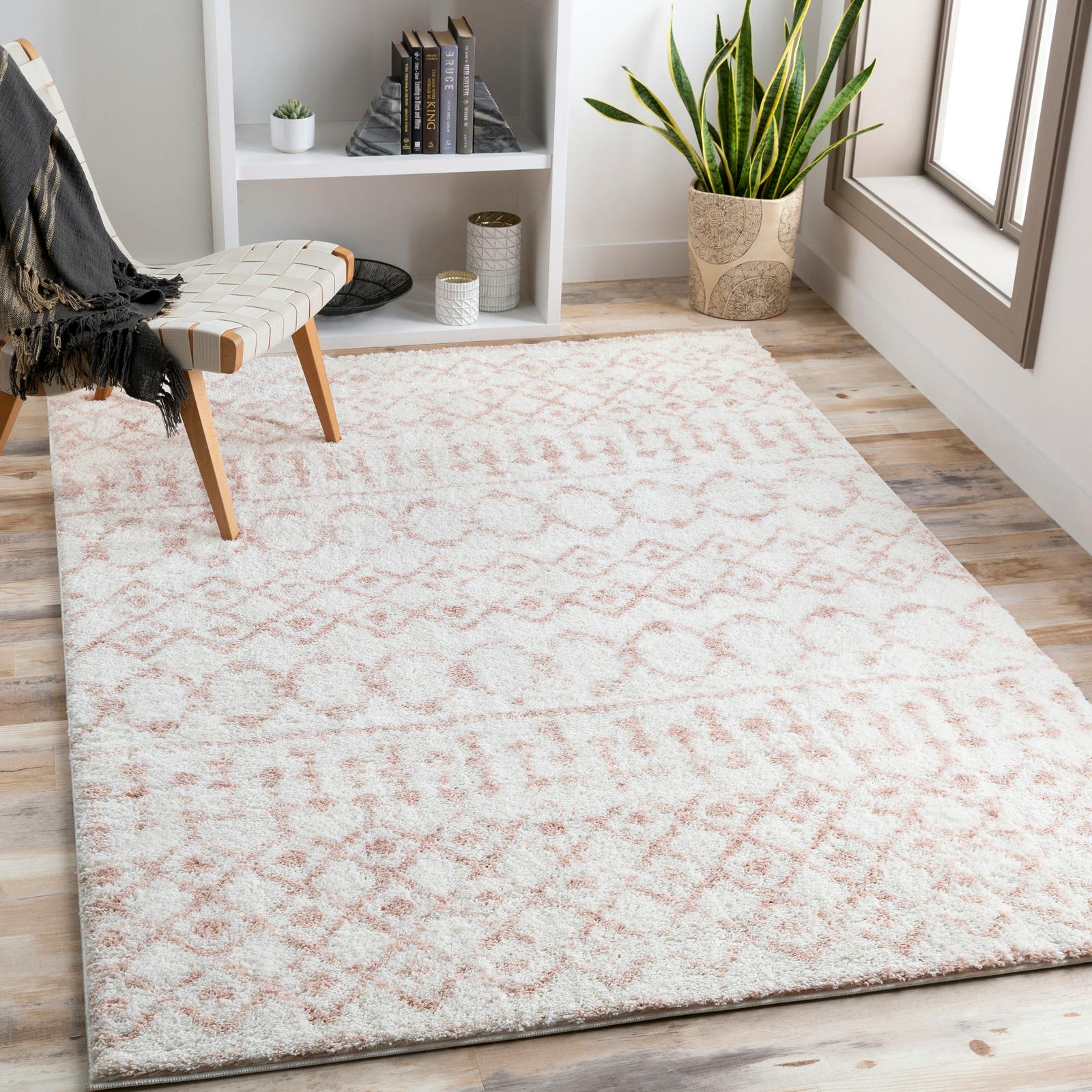 Livabliss Pink/Ivory Aliyah Shag-Global Plush Soft Pile Rug - 160 X 220 Cm