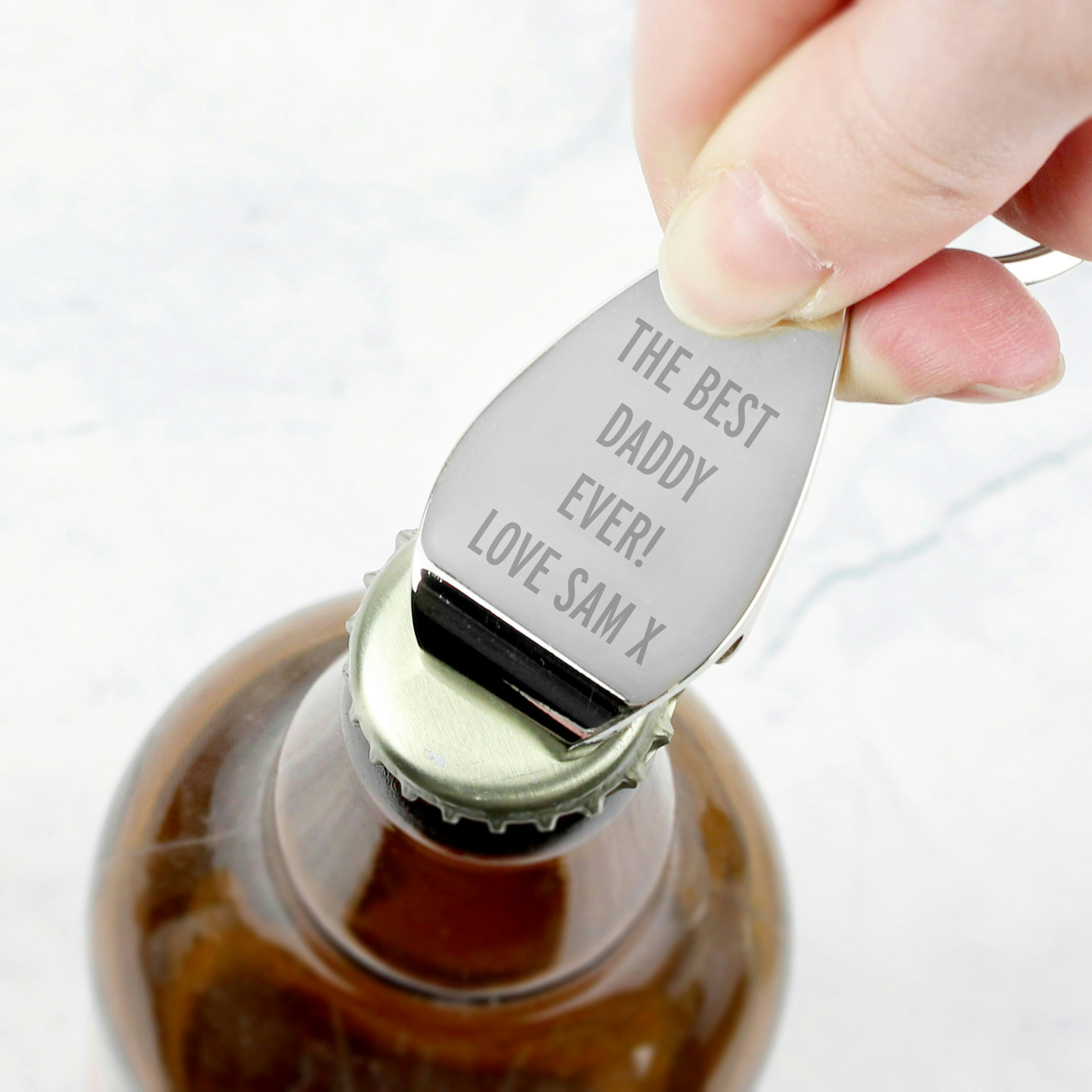 Rackhams Personalised Any Message Bottle Opener Keyring