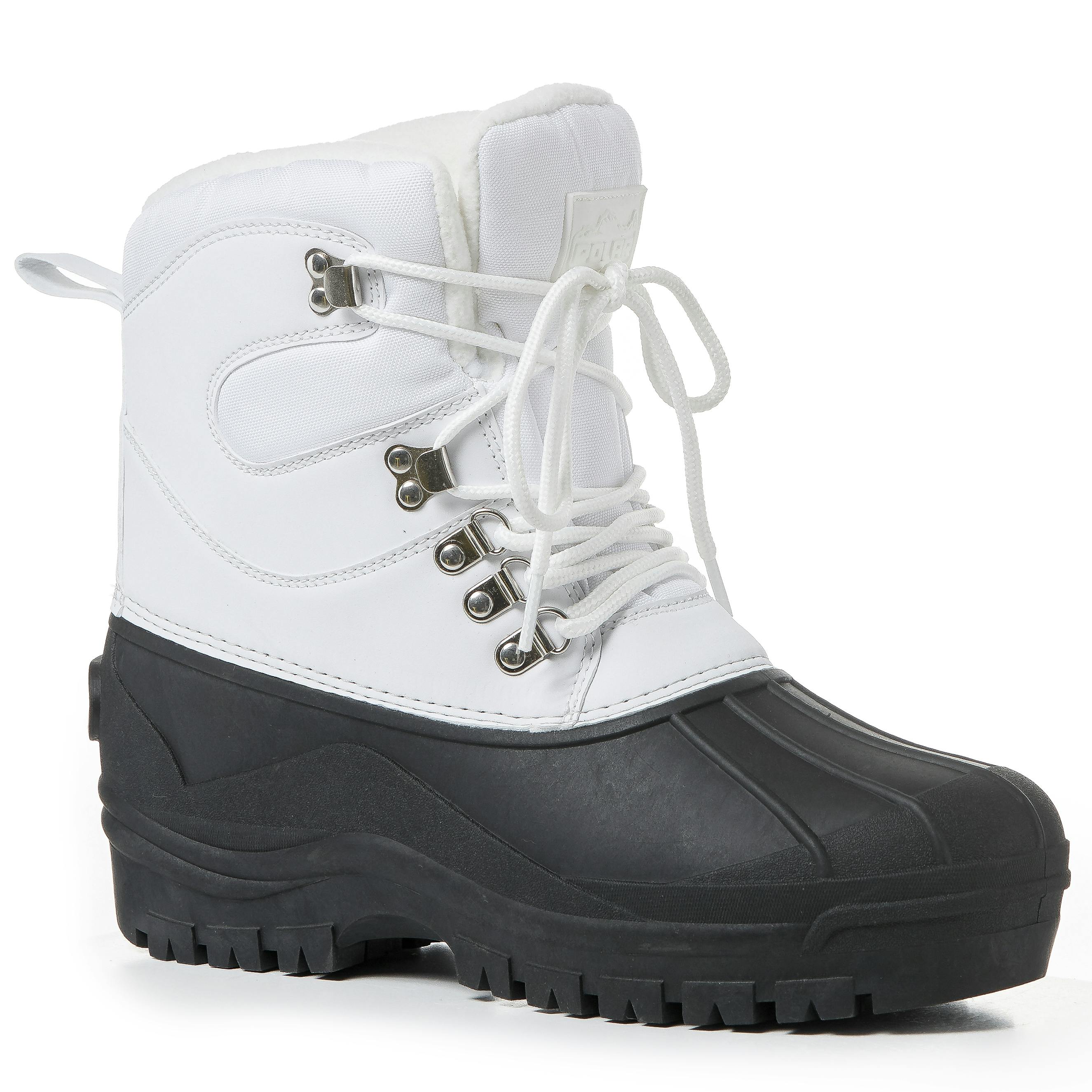 Viva Men's White Polar Nylon Mesh Overlay Waterproof Lace Up Winter Snow Boots - 11