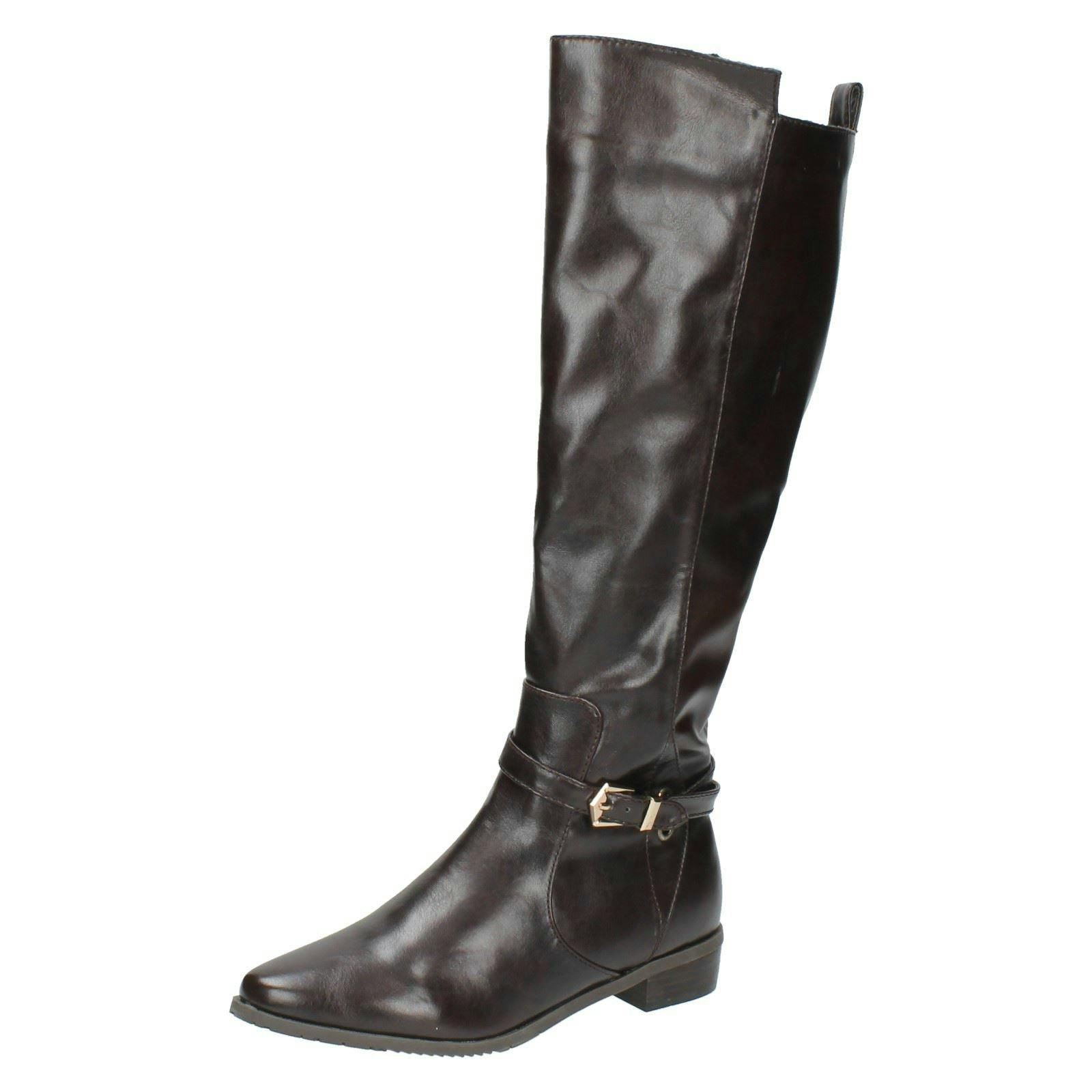 Spot On Women's Knee High Winter Boots - Coffee - Uk 4