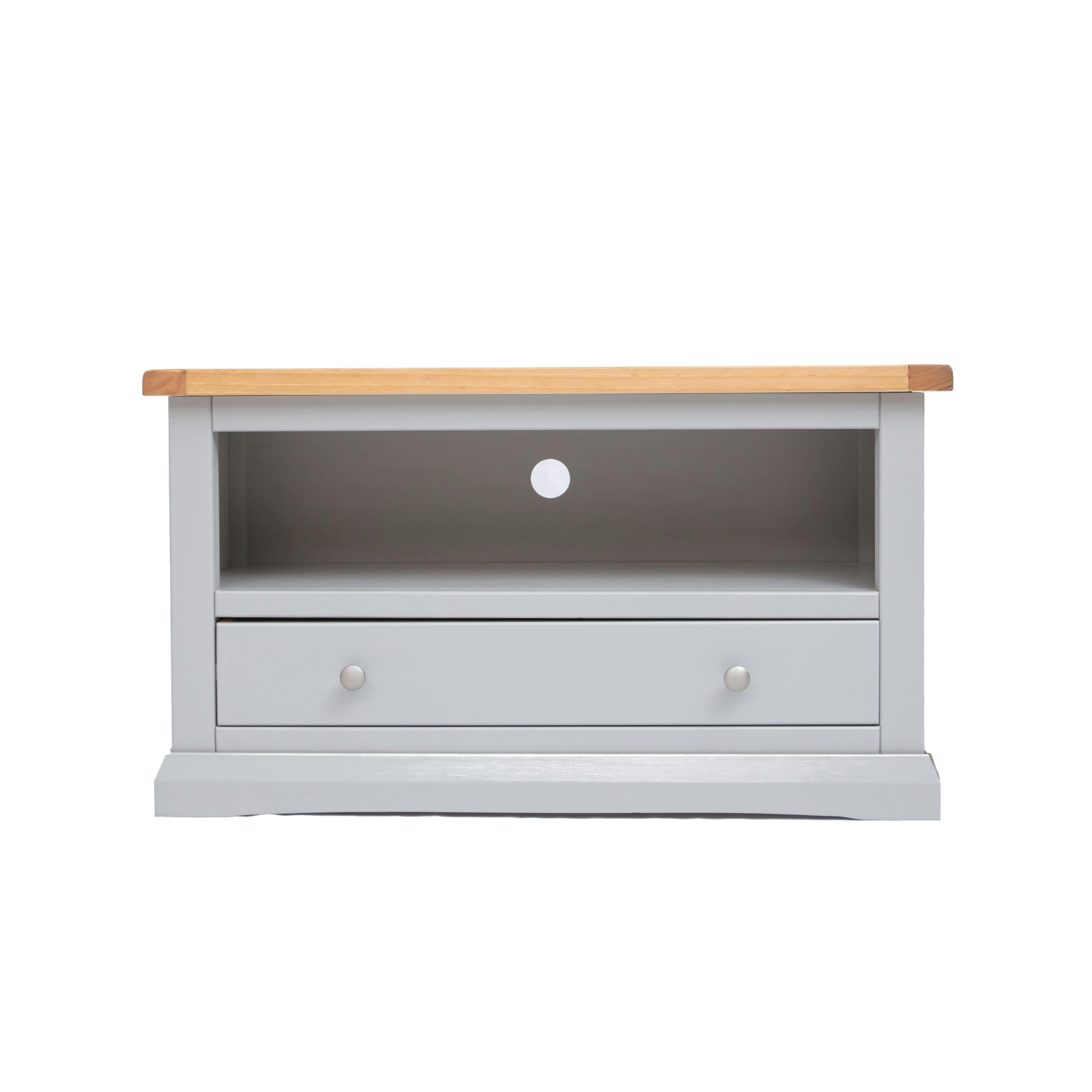 Rackhams Light/Grey Loreo 1 Drawer Tv Cabinet Chrome Knob