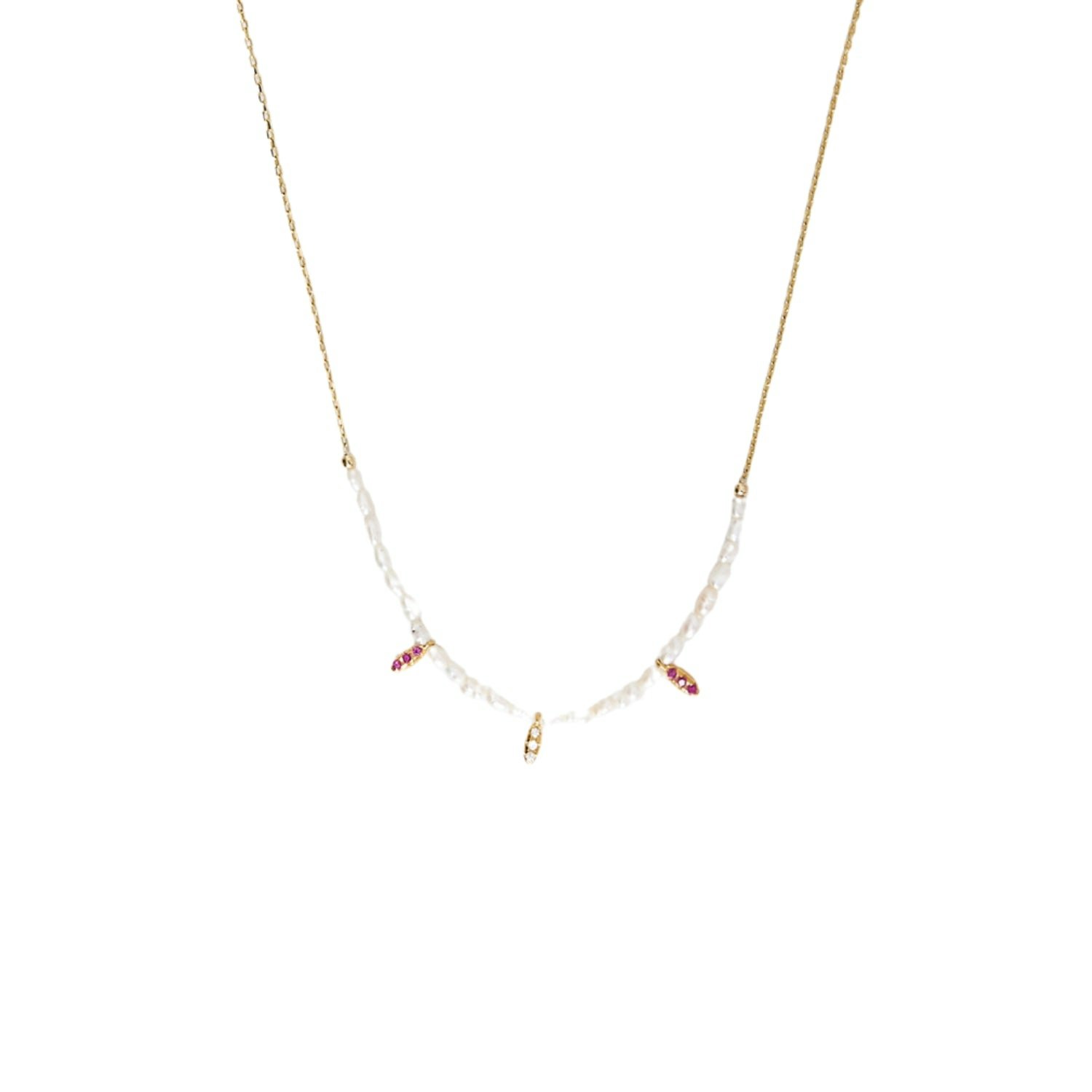 Spero London Silver/Gold Sterling Plated Baroque Pearl Necklace