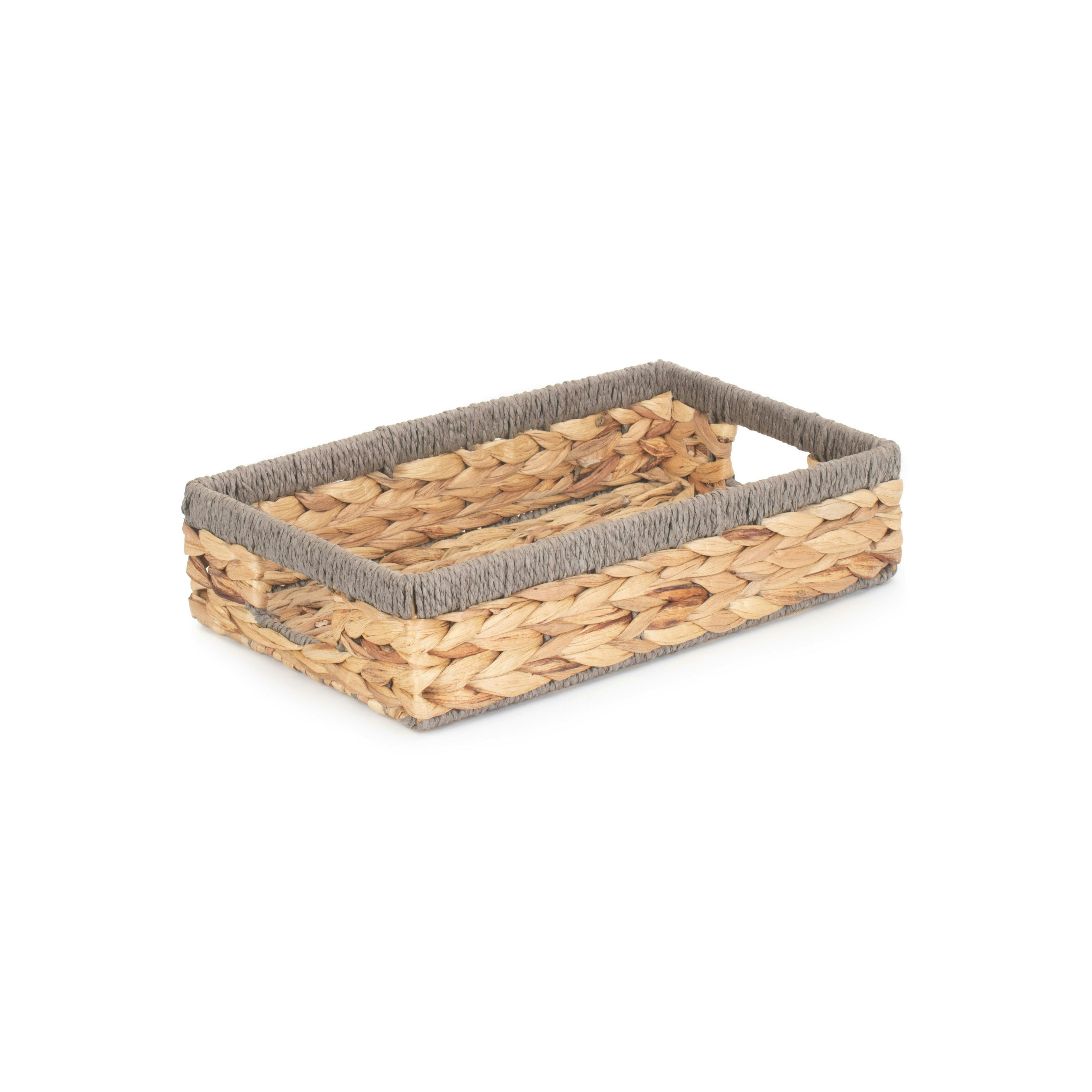 Red Hamper Red/Grey Hamper Rope Border Rectangular Water Hyacinth Tray - Small