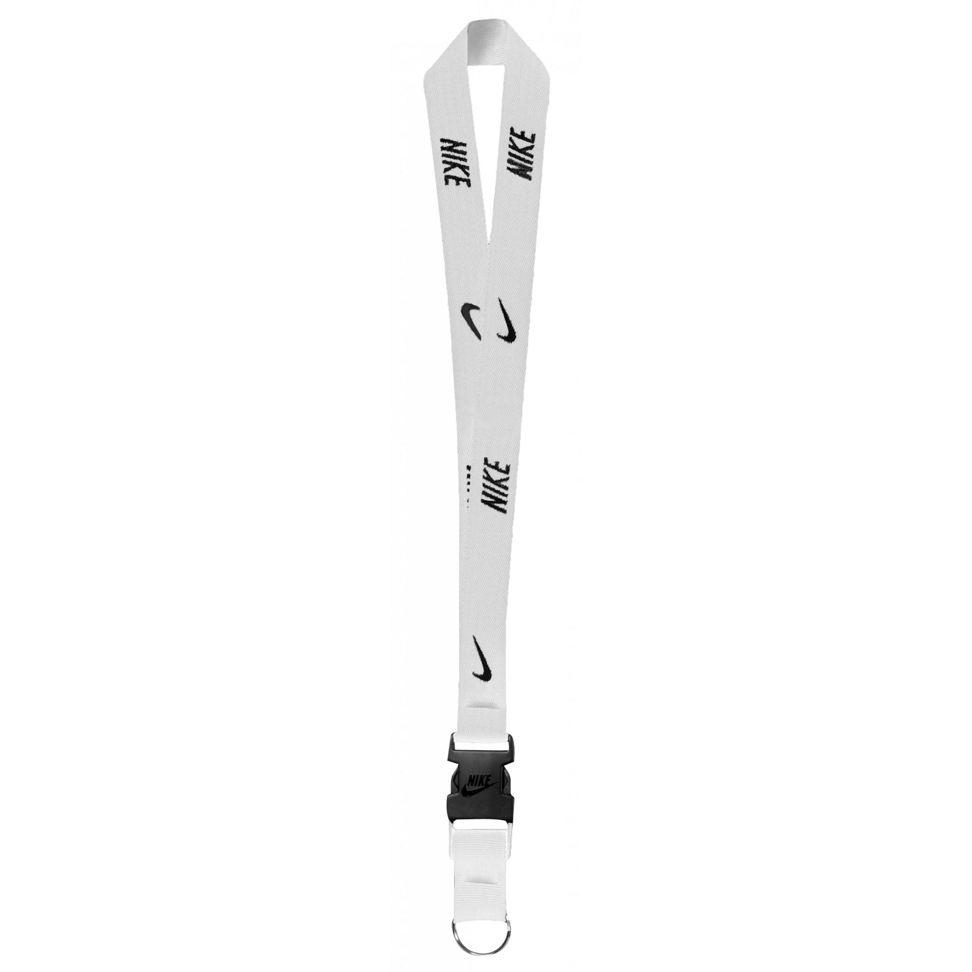 Nike White/Black Repeat Logo Lanyard - One Size