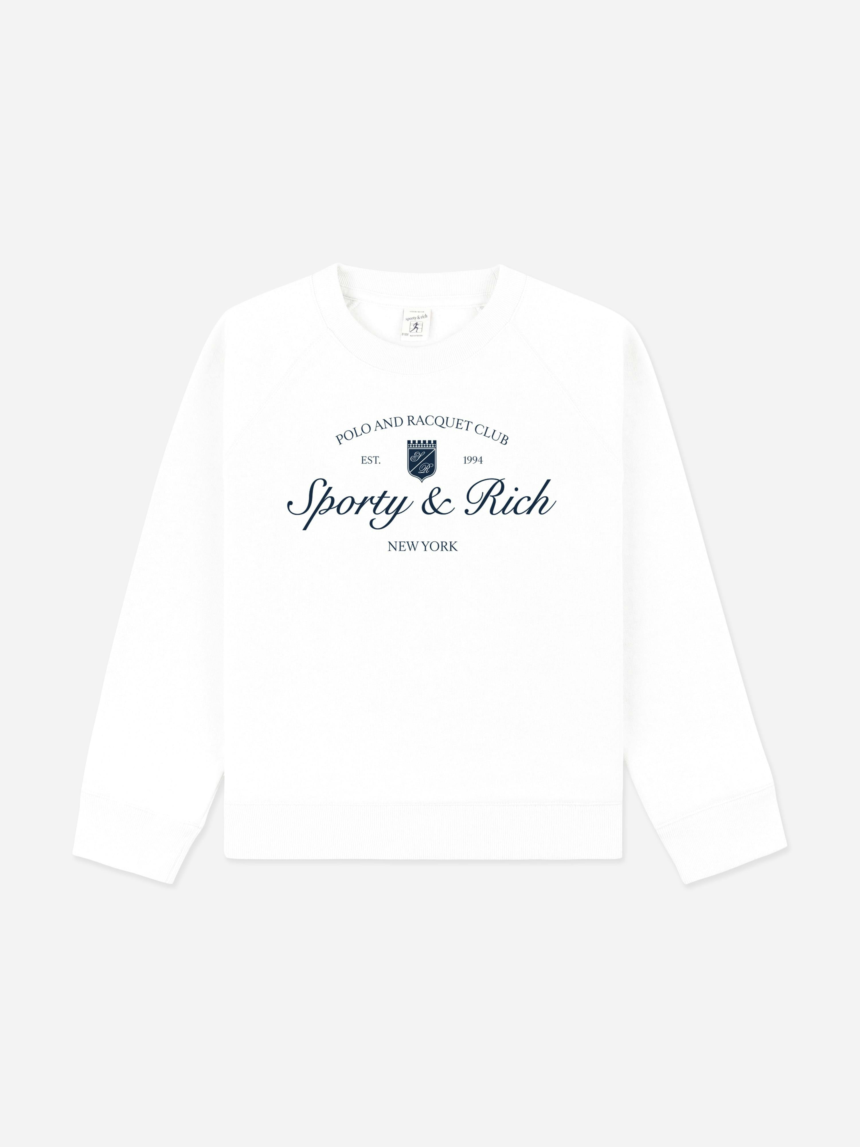Sporty & Rich Unisex Kids White Kids Syracuse Crewneck Sweatshirt In - 12 - 14 Yrs
