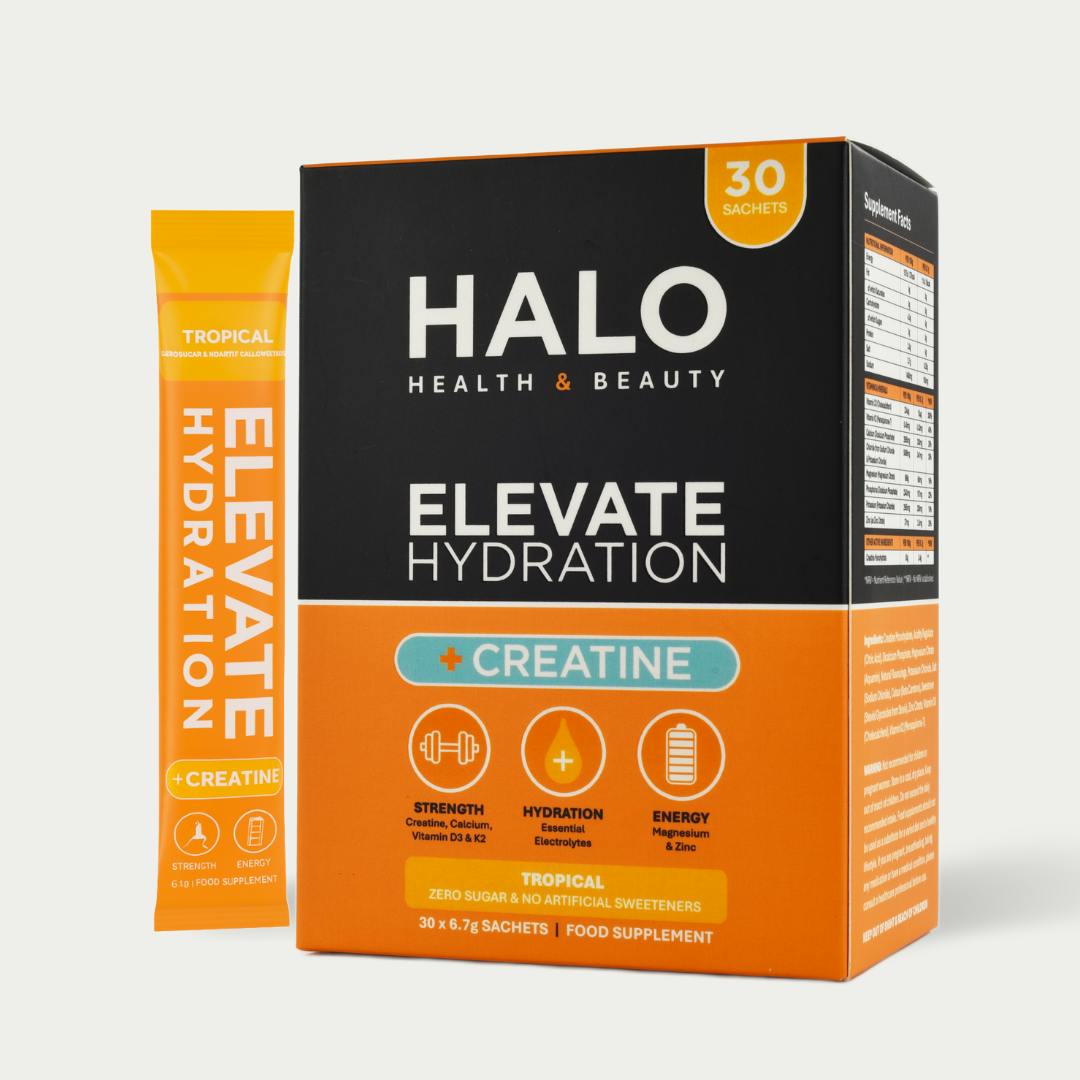 Halo Health And Beauty Elevate Hydration +Creatine Electrolyte Drink Tropical Flavour - 30 Pack - Tropical