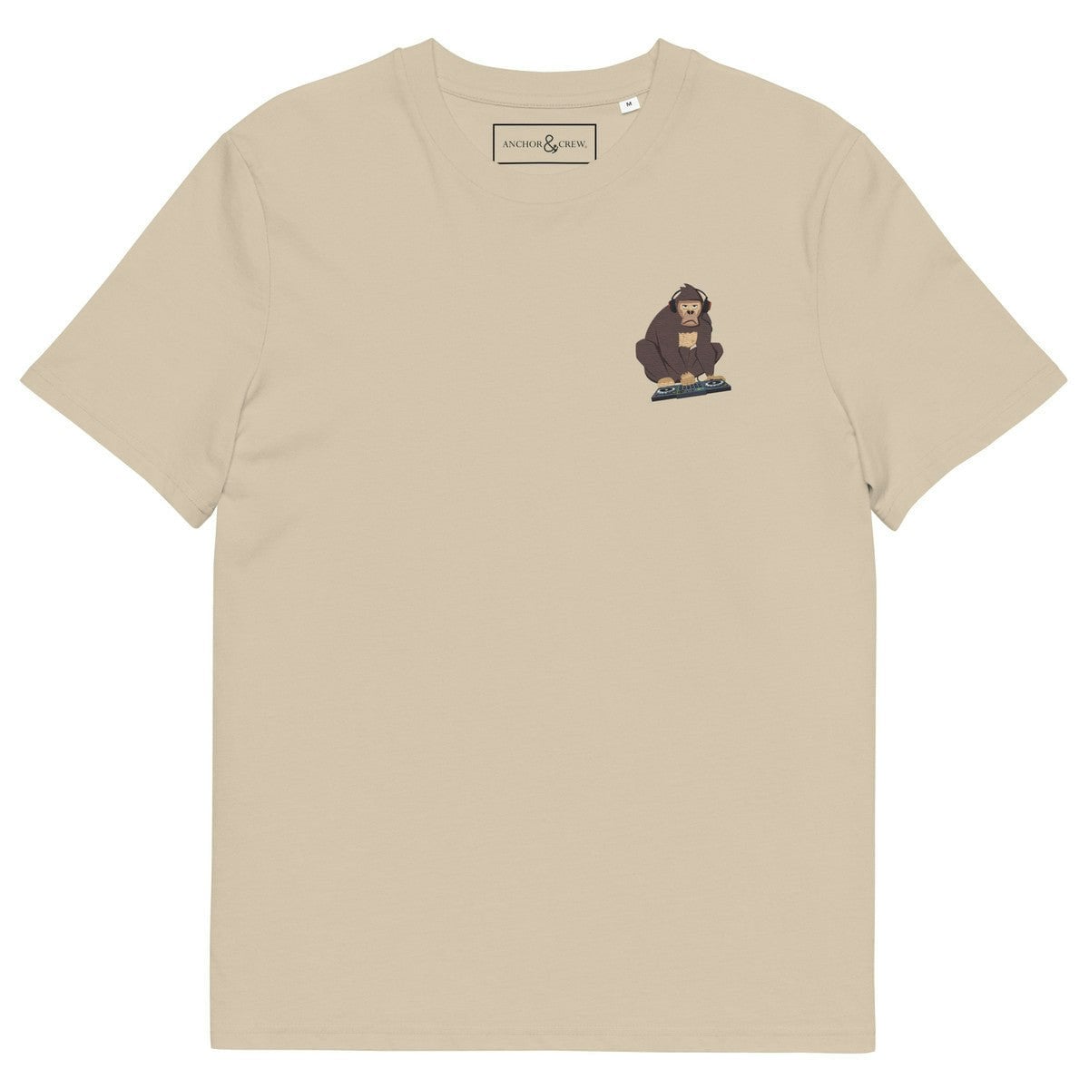 Anchor & Crew The Dj Monkey Organic Cotton Embroidered T-Shirt - 2XL - Desert Dust