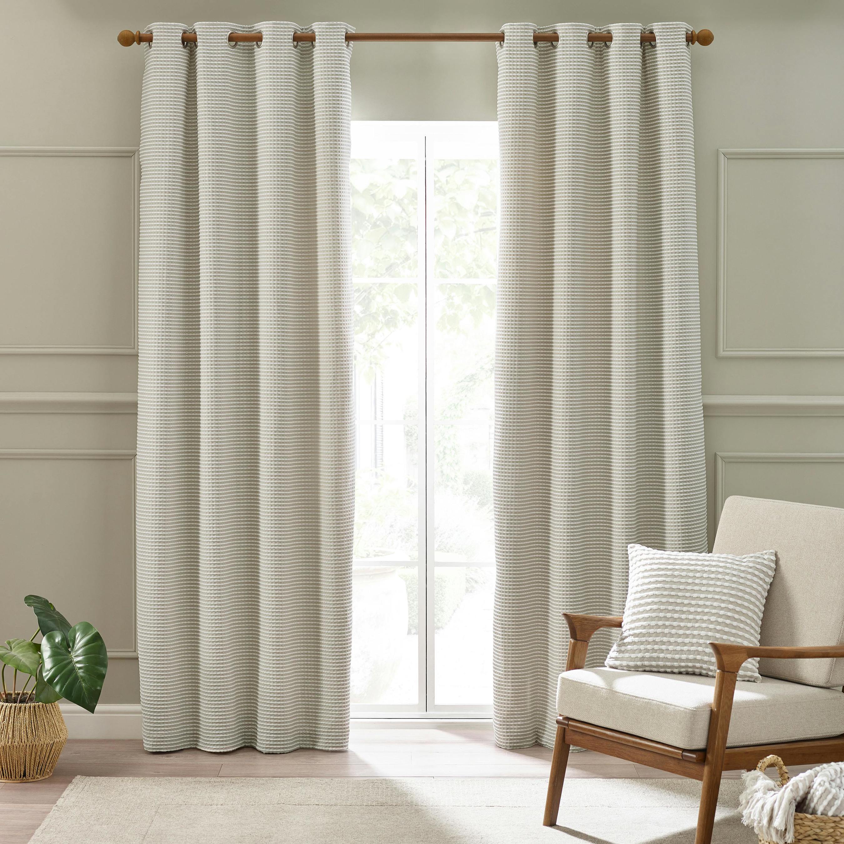 Photos - Curtains & Drapes Catherine Lansfield Rackhams Stab Stitch Lined Eyelet Curtains Natural - 46 x 72 Inch - Natural 