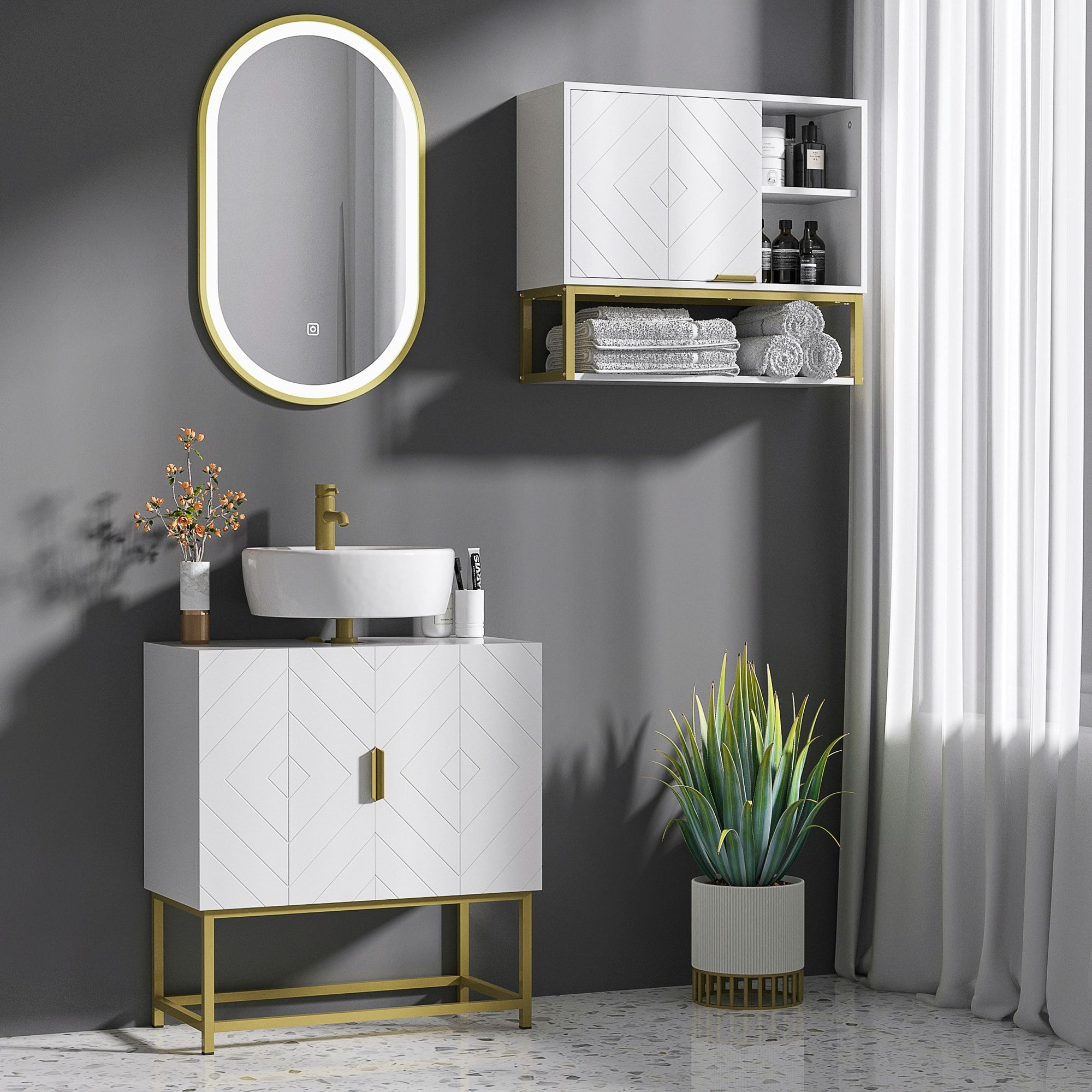 Rackhams White Bathroom Sink Cabinet Under Sink Cabinet Wooden Basin Cupboard