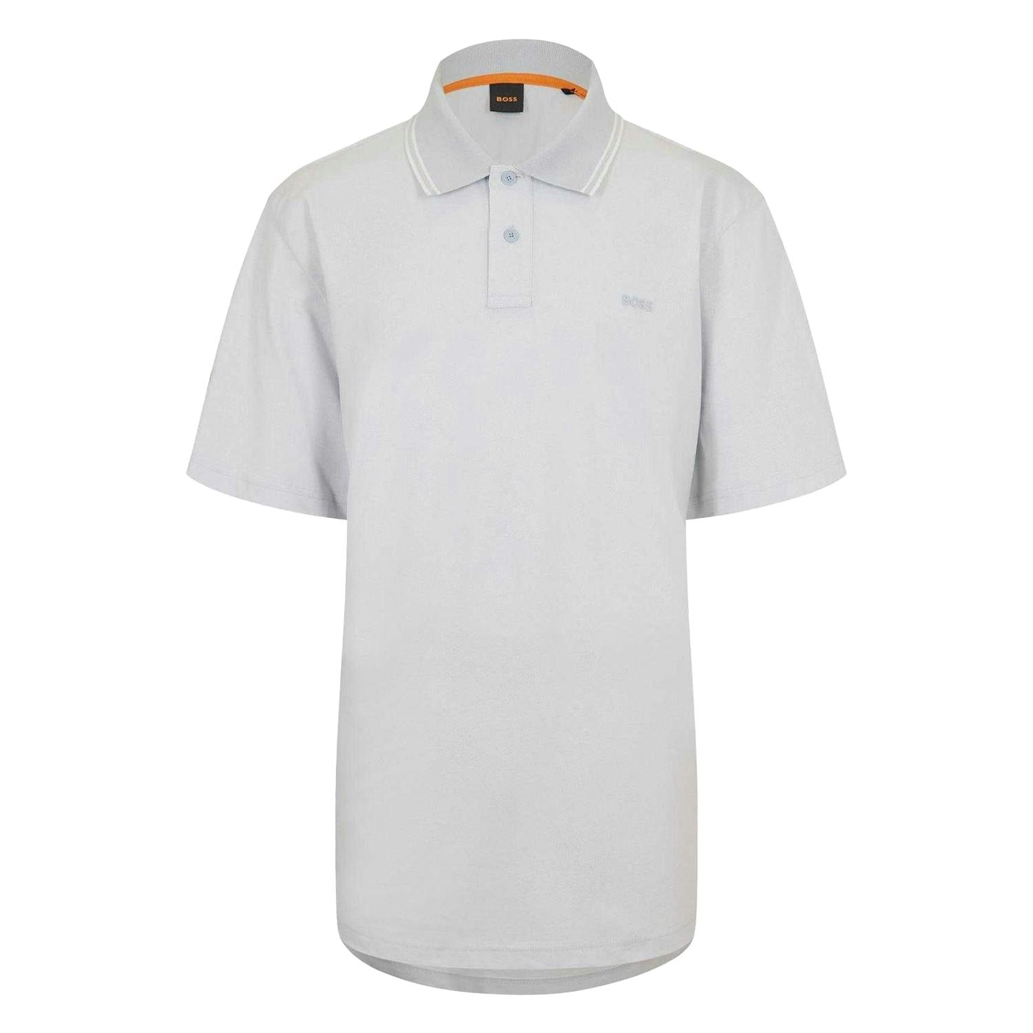 Boss Men's Grey Peoxfordnew Short-Sleeved Polo Shirt - Pastel - 3XL - Pastel - 100% Cotton