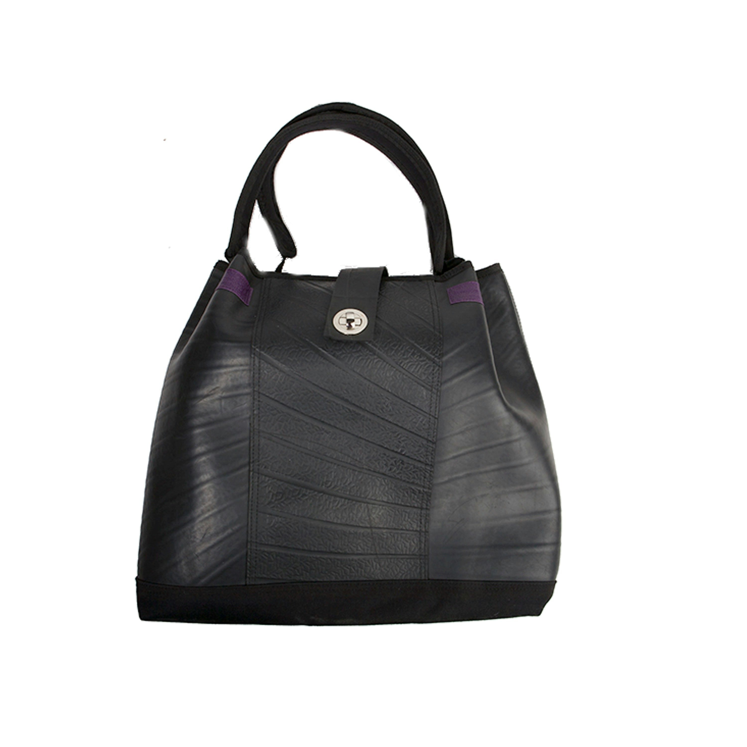 Paguro Black Anna Recycled Rubber Vegan Tote Bag (2 Colours Available)