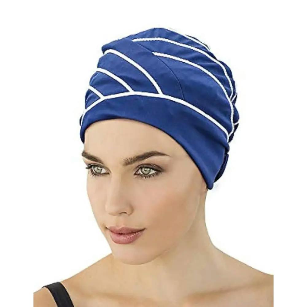 Fashy Piped Fabric Swim Cap - Navy