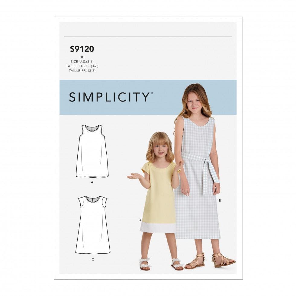 Simplicity Sewing Pattern 9120, Dresses For Kids, Hh (3-4-5-6) - Intermediate - K5 (7-8-10-12-14)