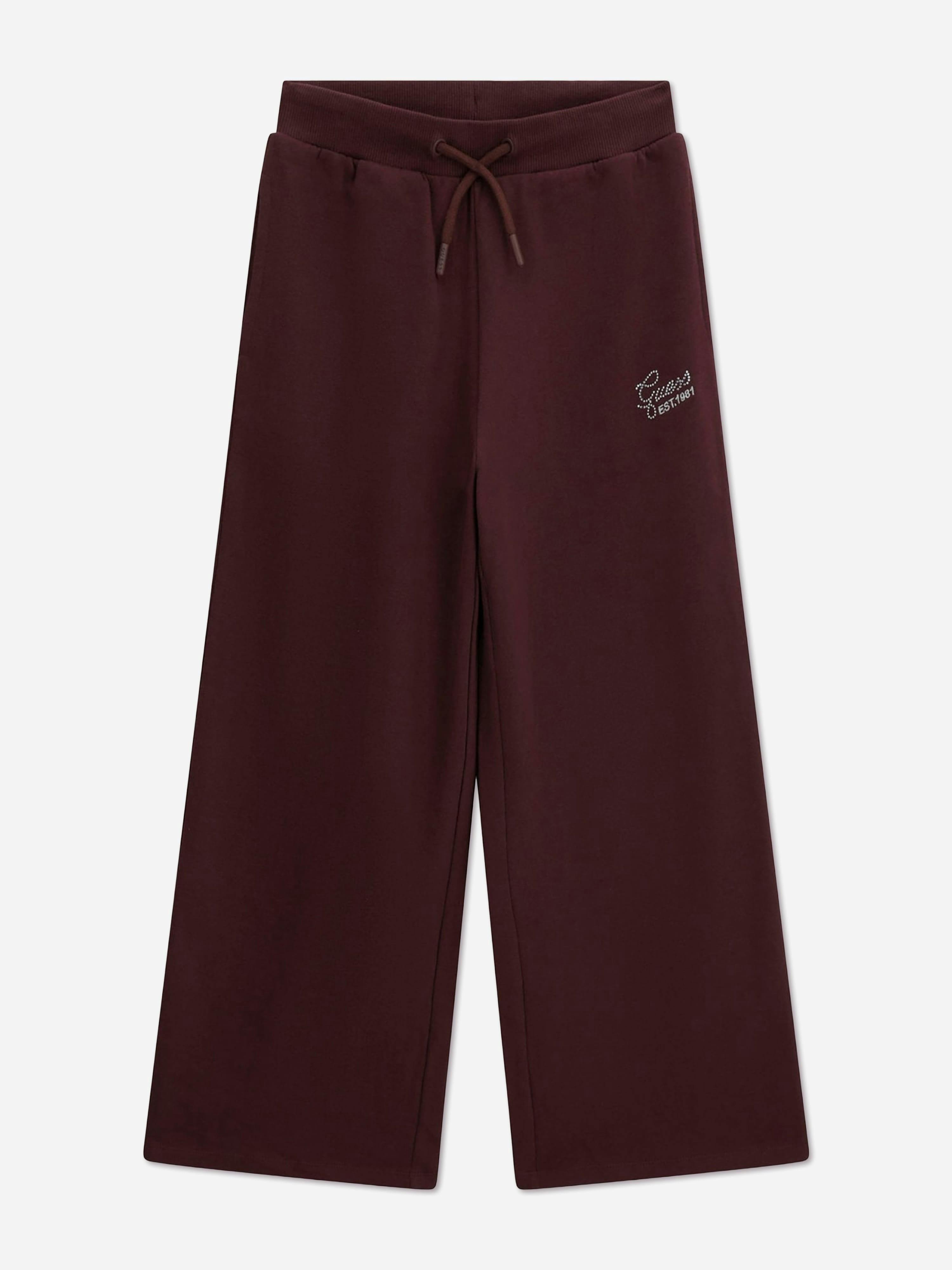 Guess Girls Red French Terry Palazzo Joggers In - 10 Yrs