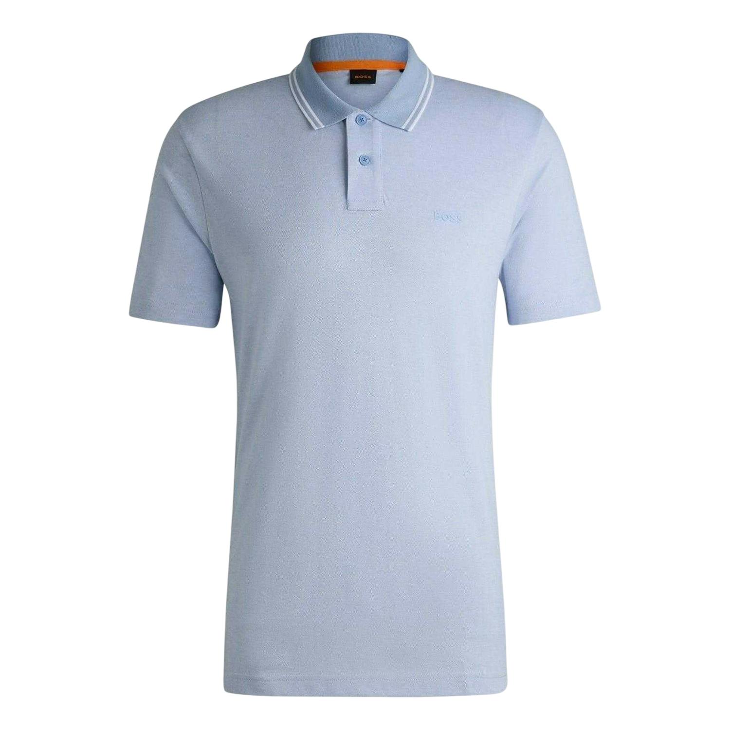 Boss Men's Blue Peoxfordnew Short-Sleeved Polo Shirt - 3XL - 100% Cotton