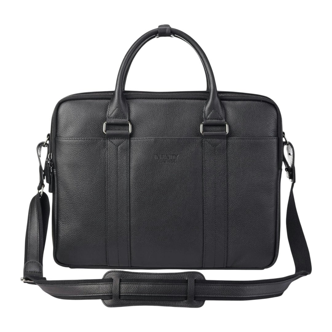 Infinity Leather Black Sutton - Genuine Leather Laptop Bag