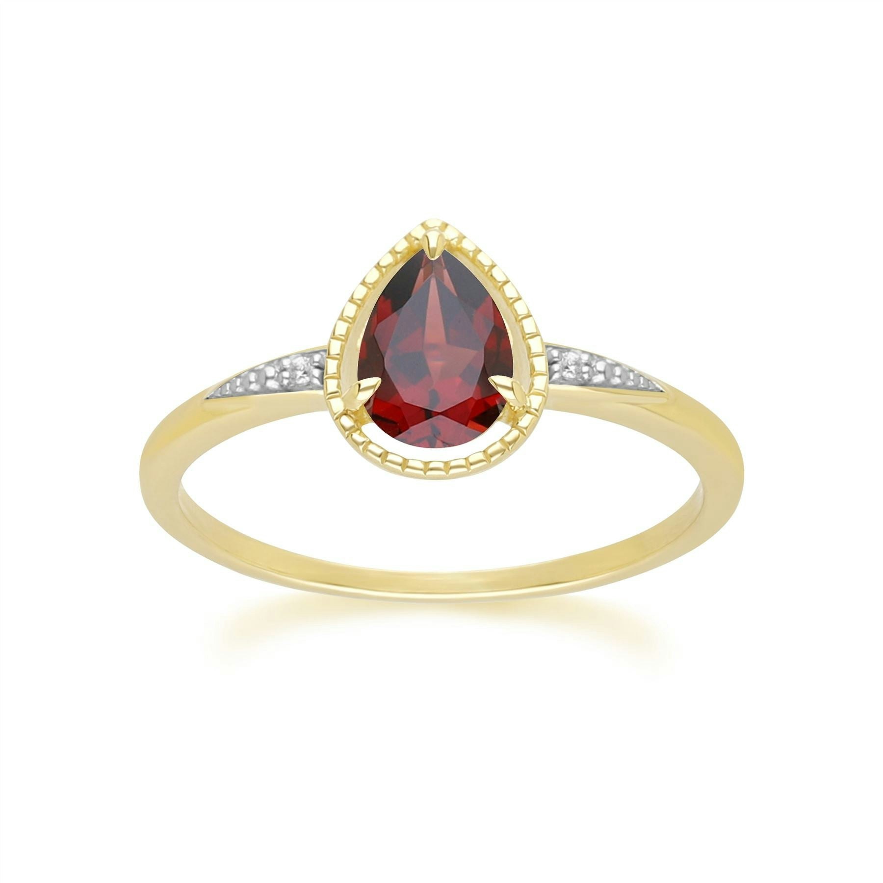 Gemondo Yellow/Gold Classic Pear Garnet & Diamond Ring In 9Ct - P