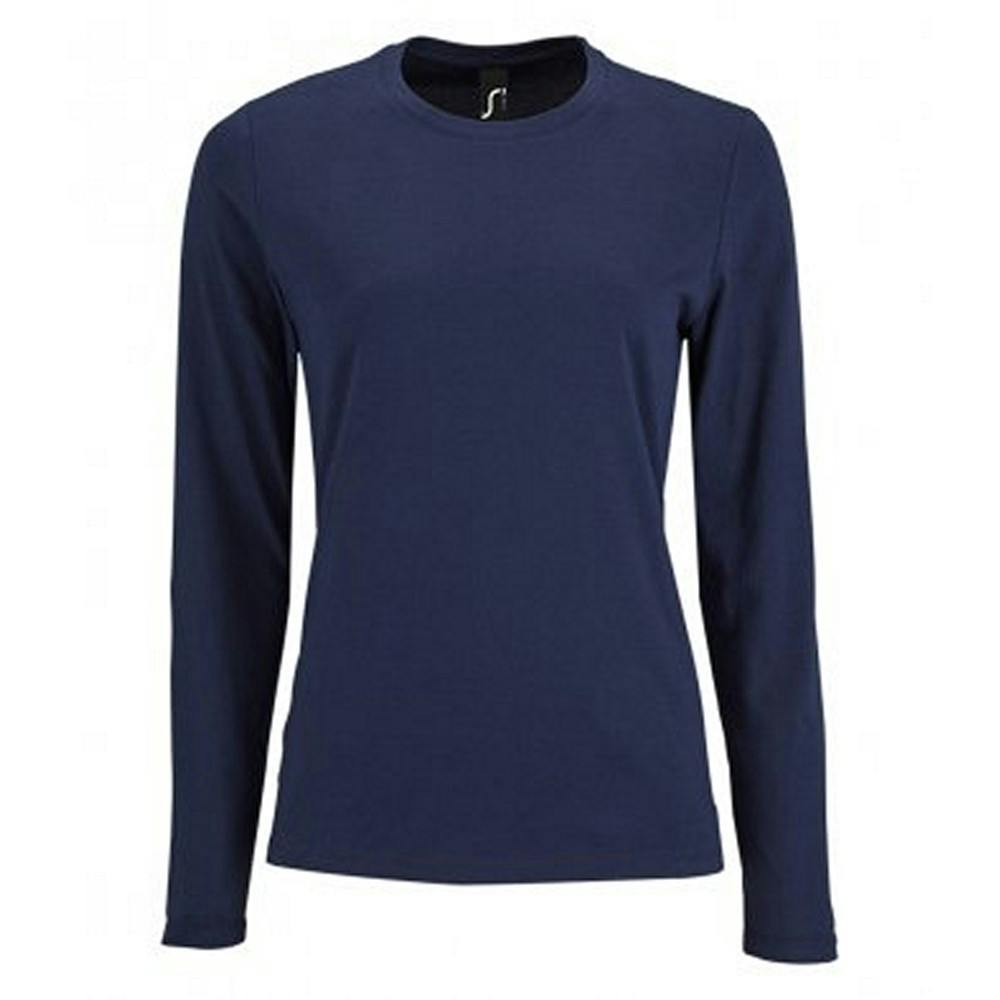Sol's Women's Navy Imperial Long Sleeve T-Shirt In | Size: Medium - Image 2
