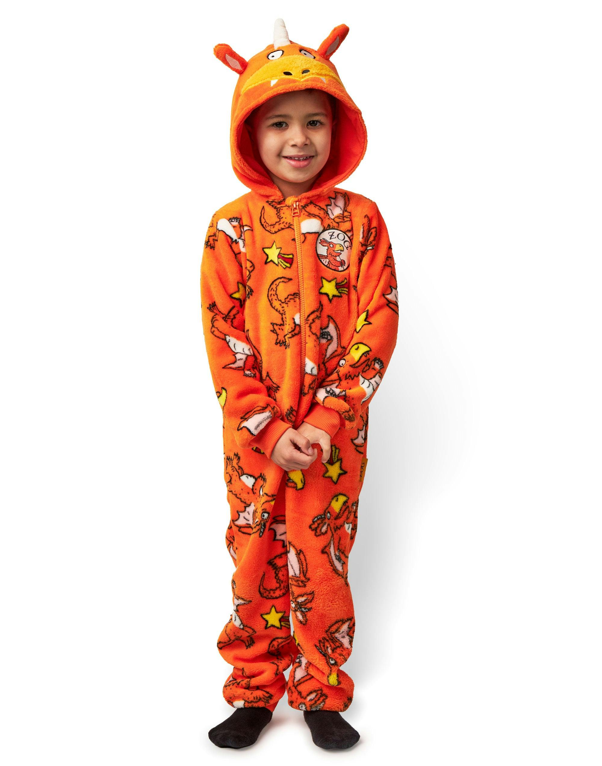 Vanilla Underground Unisex Orange Gruffalo & Friends Kids Zog Onesie - 7-8 Years