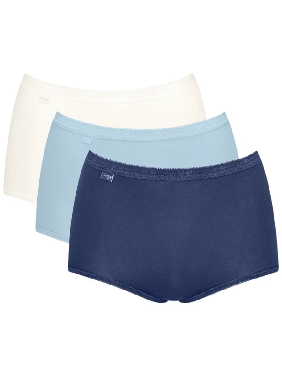 Sloggi White Basic+ 3-Pack Cotton Maxi Briefs, Provincial/White/Water - 24