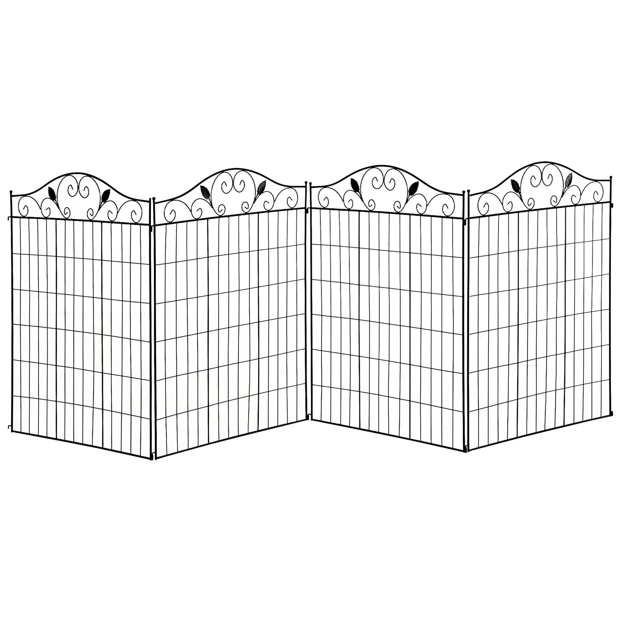 Outsunny Decorative Garden Fence 4 Fence Panels 352cm(L) x 143cm(H) | Metal Wire, Landscape Border Edging - Image 7