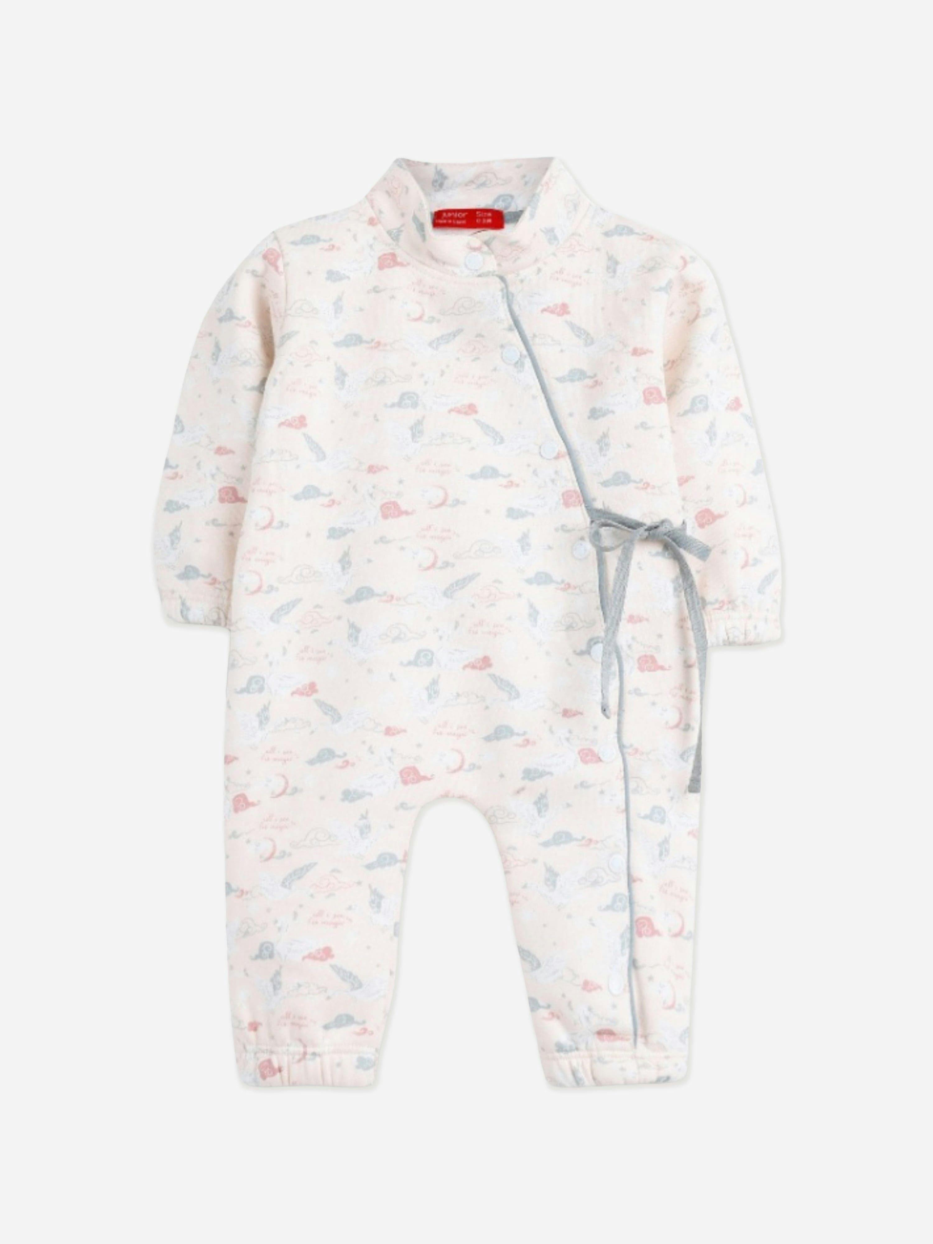Mininio Women's Ivory/Pink Baby Girls Patterned Romper In - 0 - 3 Mths