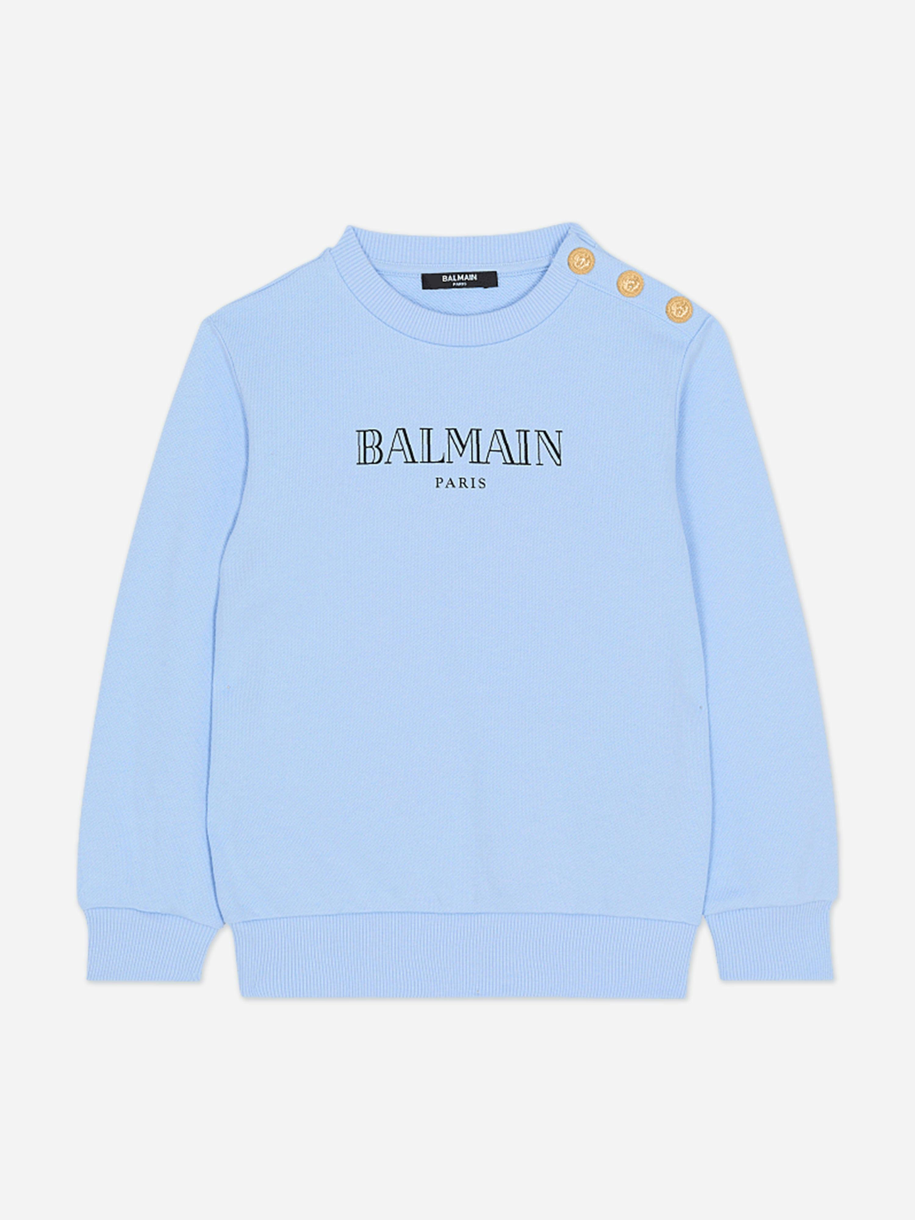 Balmain Boys Blue Kids Logo Sweatshirt In - 8 Yrs