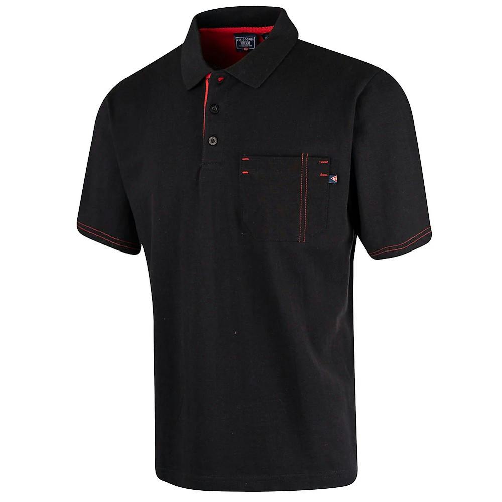 Lee Cooper Men's Black Pique Polo Shirt - L - 100% Cotton