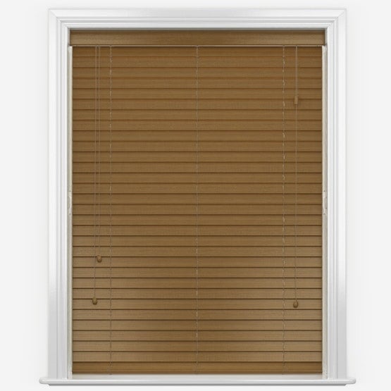 Rackhams Grain Truffle Faux Wood Fine Venetian Blinds With Strings - 140Cm