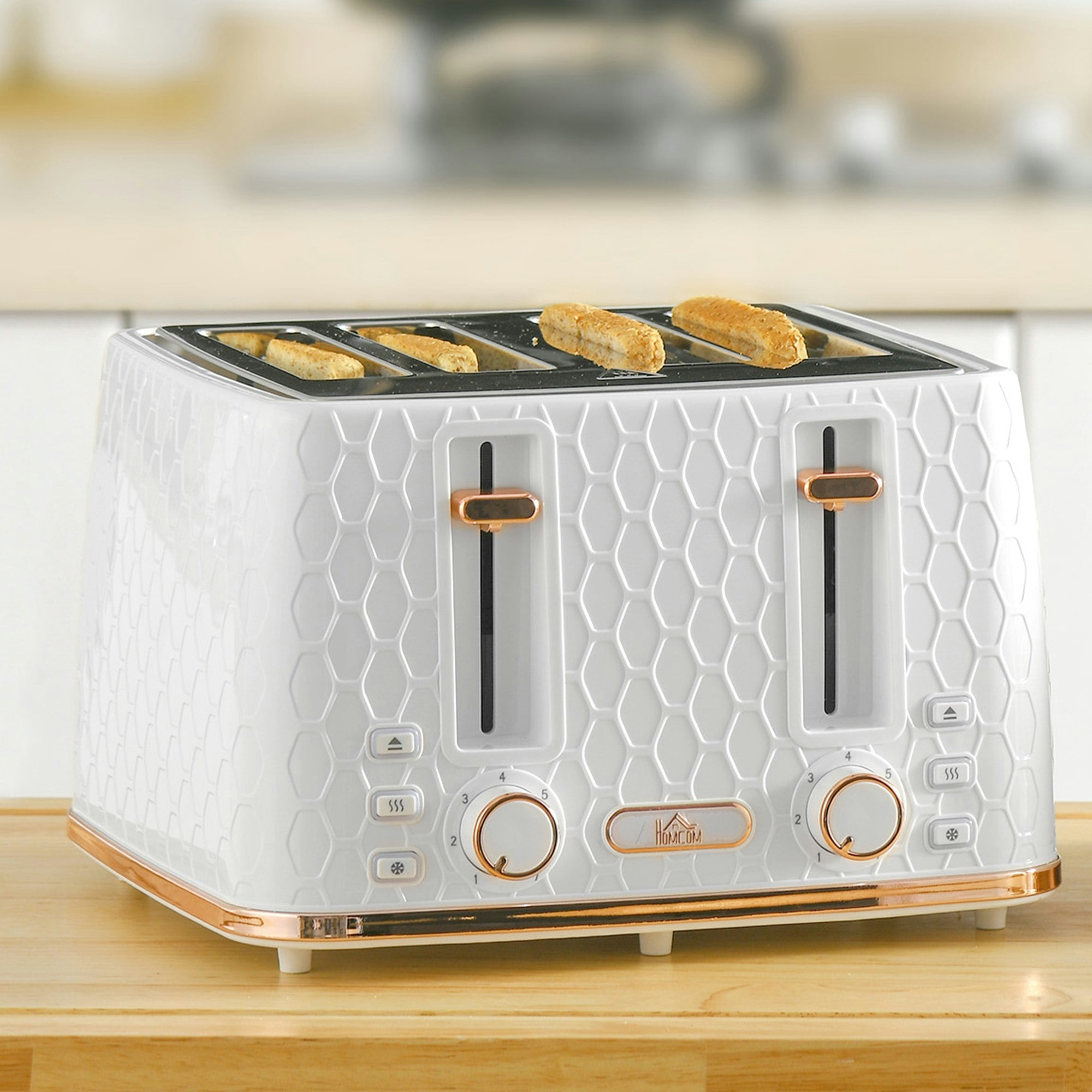 Bobobiy White Four-Slice Honeycomb Toaster - Image 3