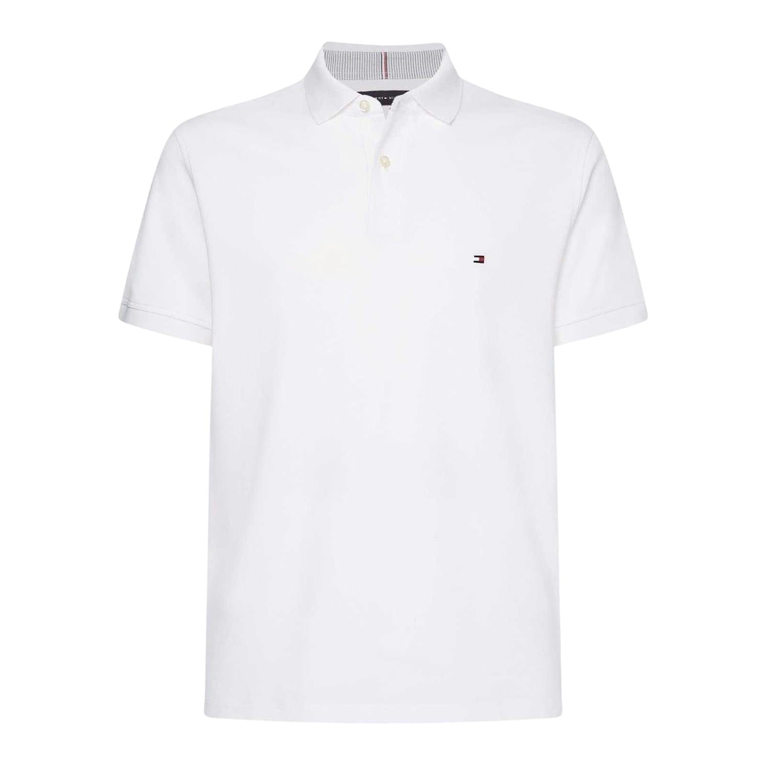 Tommy Hilfiger Men's White 1985 Embroidered Logo Polo Shirt - Xxl - 96% Organic Cotton/4% Elastane
