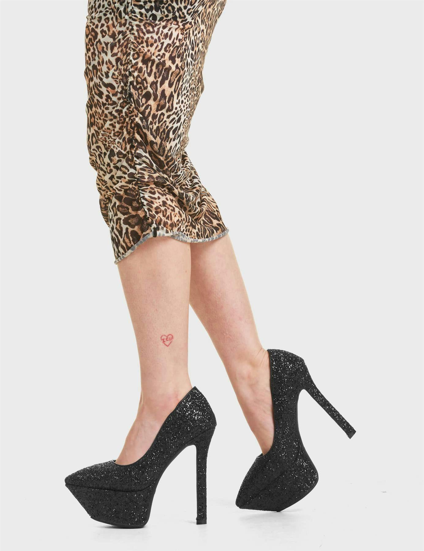 Lamoda Women's Black Diamond In The Rough Sparkly Glitter Platform Ankle Boots - Uk4