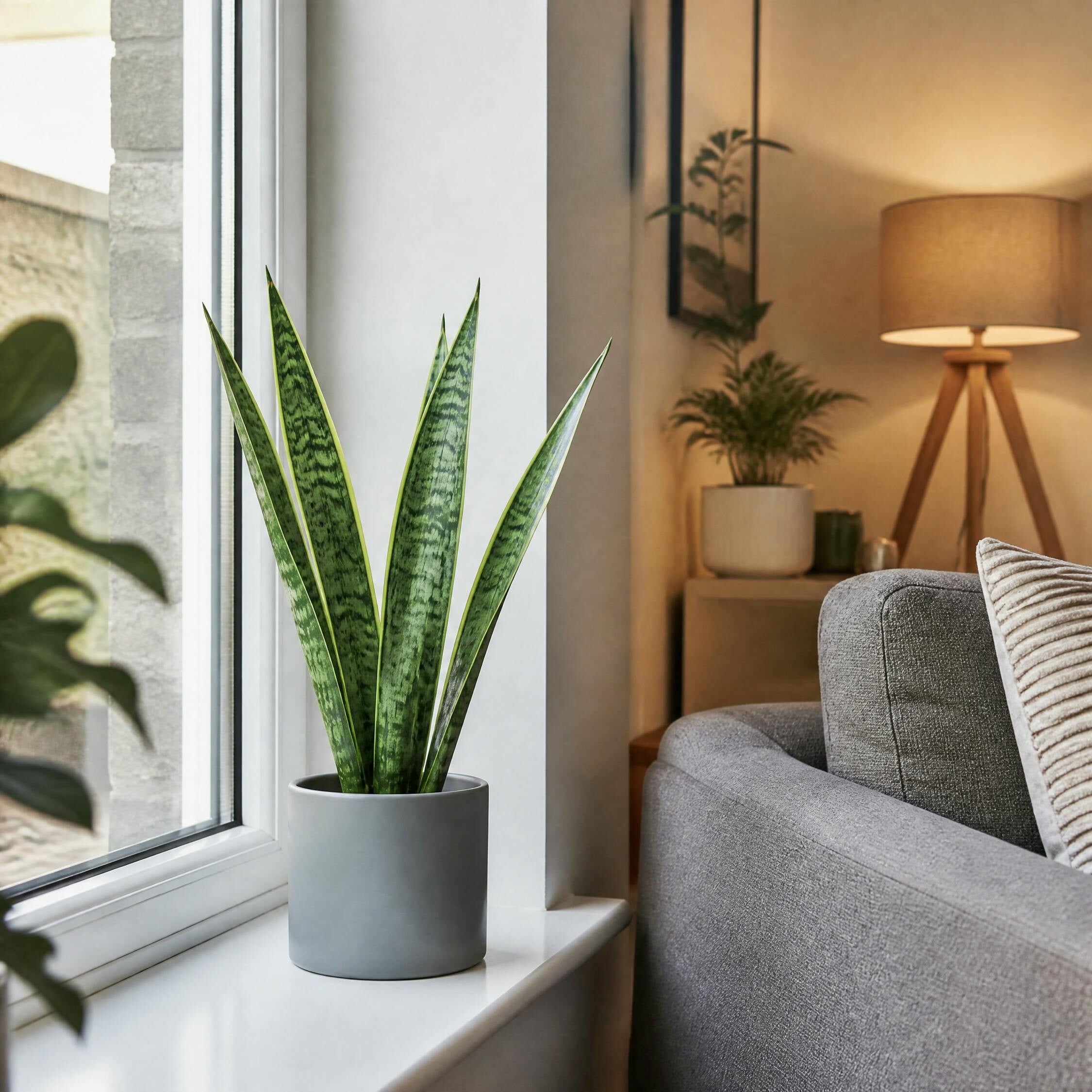 - Sansevieria Superba Snake Plant 12Cm Pot In Matt Grey Ceramic Pot - Image 3