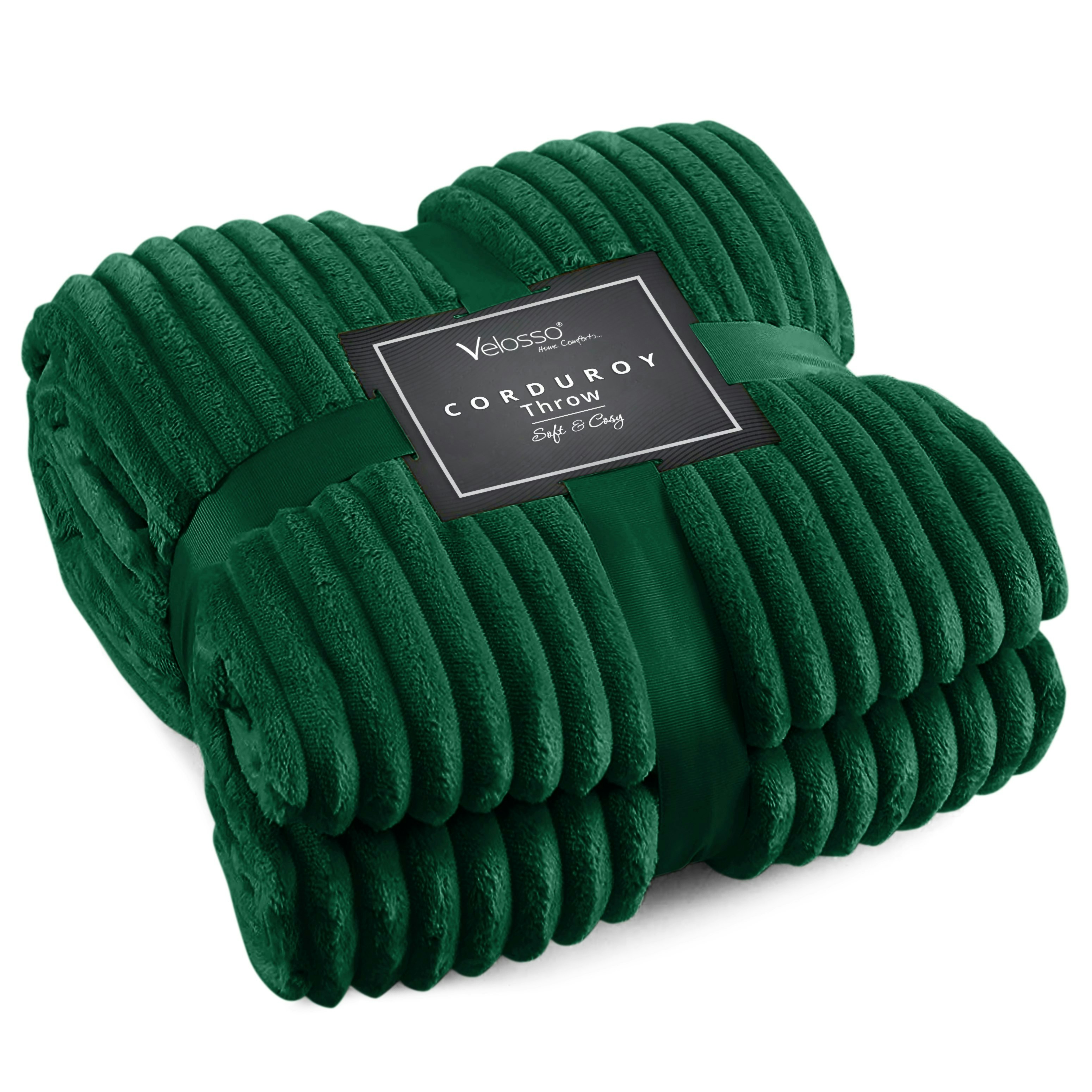 Velosso Corduroy Plush Throw - 127Cm X 152Cm - Emerald