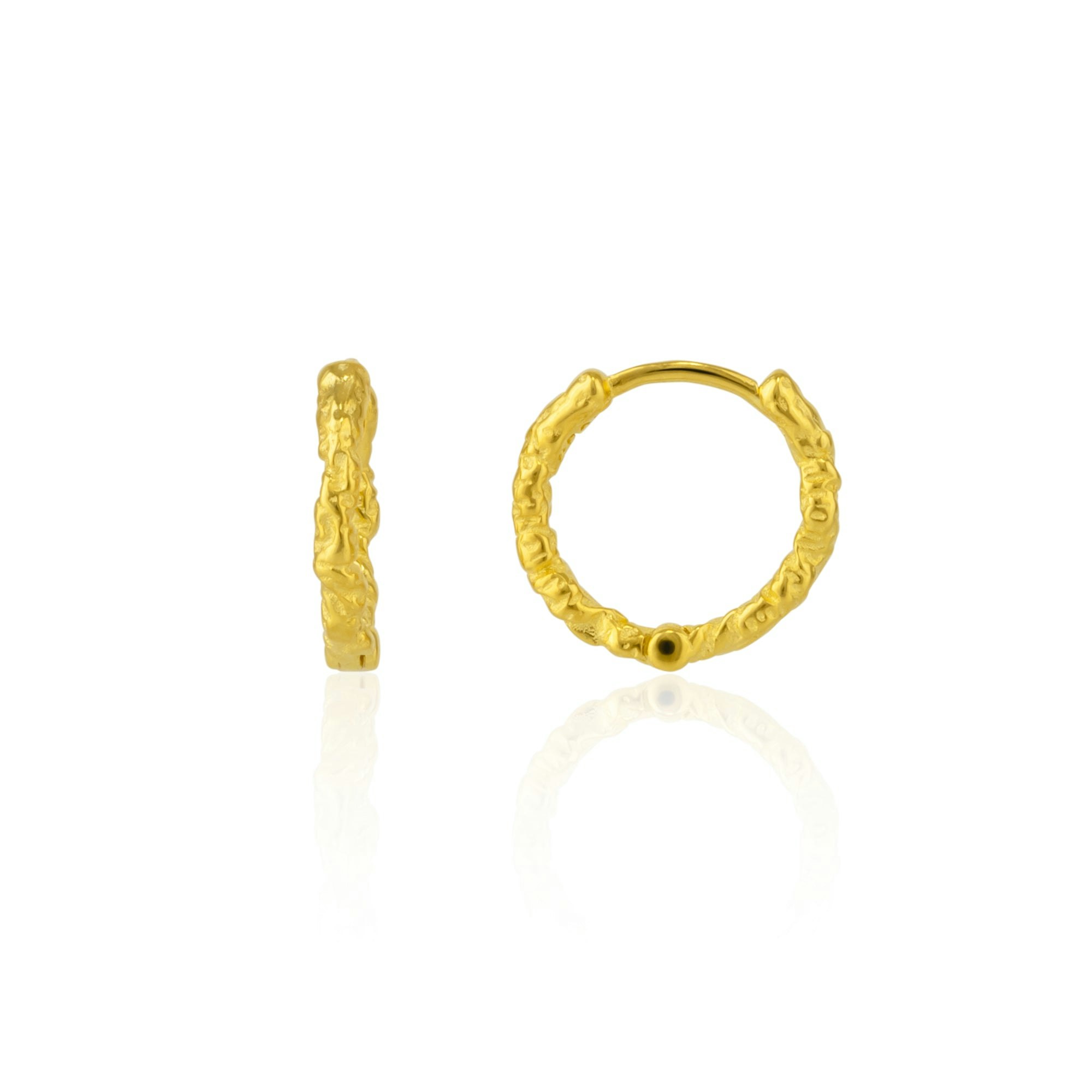 Spero London Silver/Gold Molten Wavy Sterling Textured Hoop Earrings