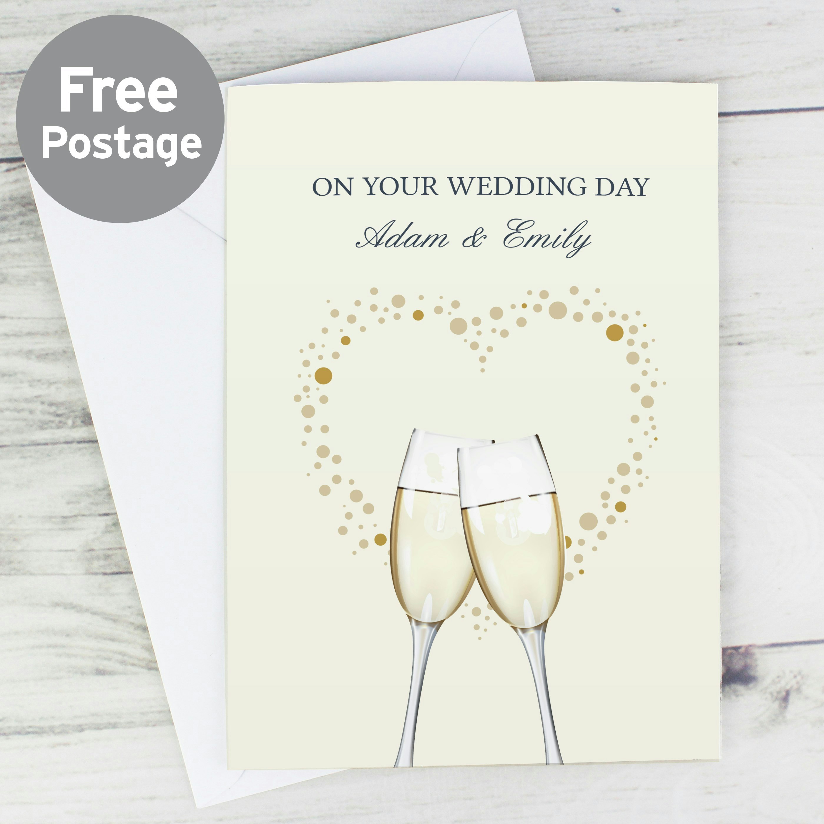 Personalised Memento Company Gold Personalised Champagne Flutes Card