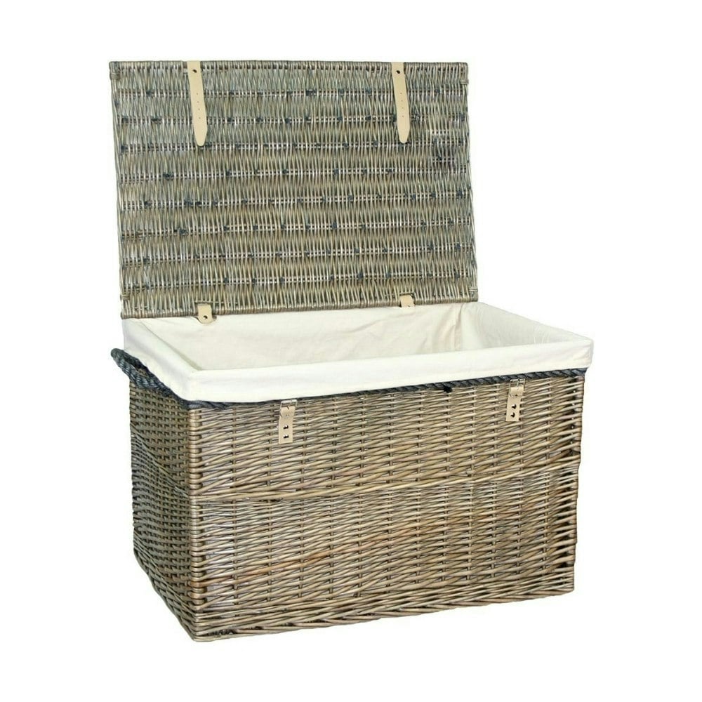 Red Hamper Red/White Hamper Large Antique Wash Wicker Storage Basket