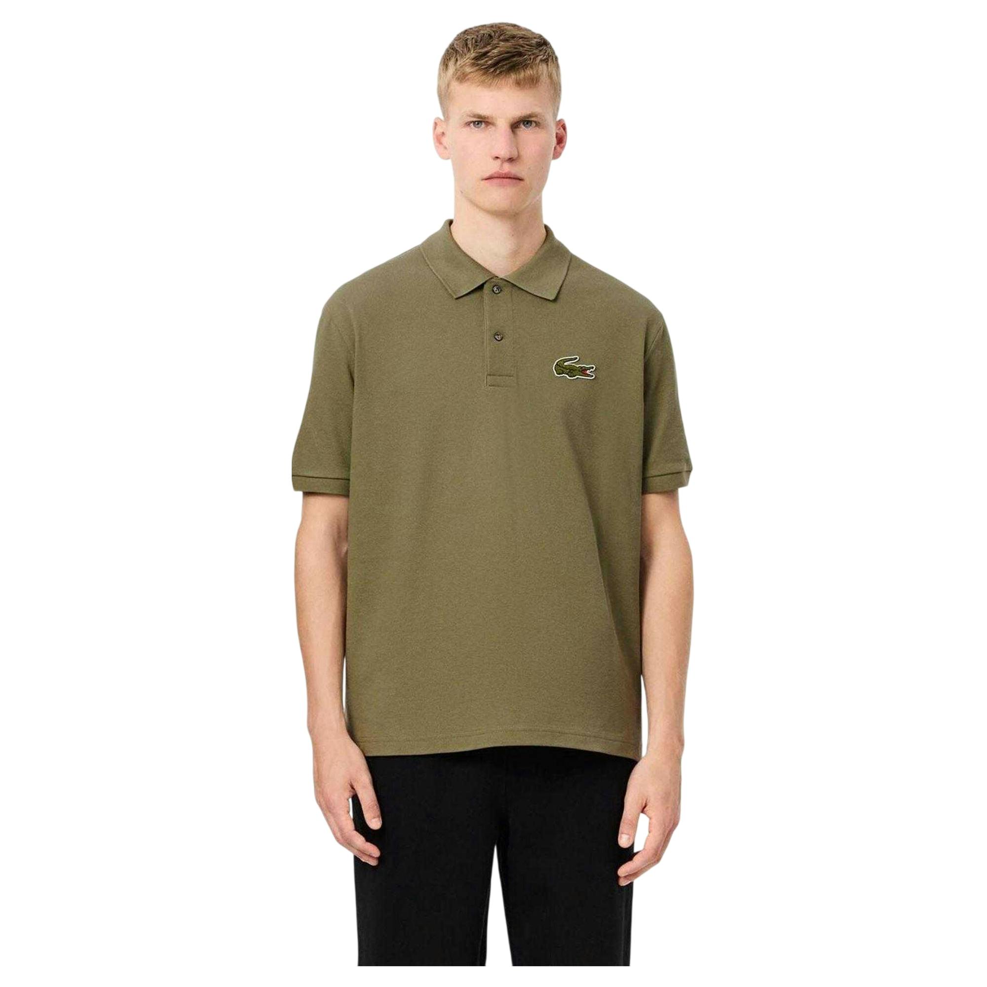 Lacoste Men's Green L.12.12 Embroidered Logo Loose Fit Polo Shirt - Khaki - Xs - Khaki - 100% Cotton