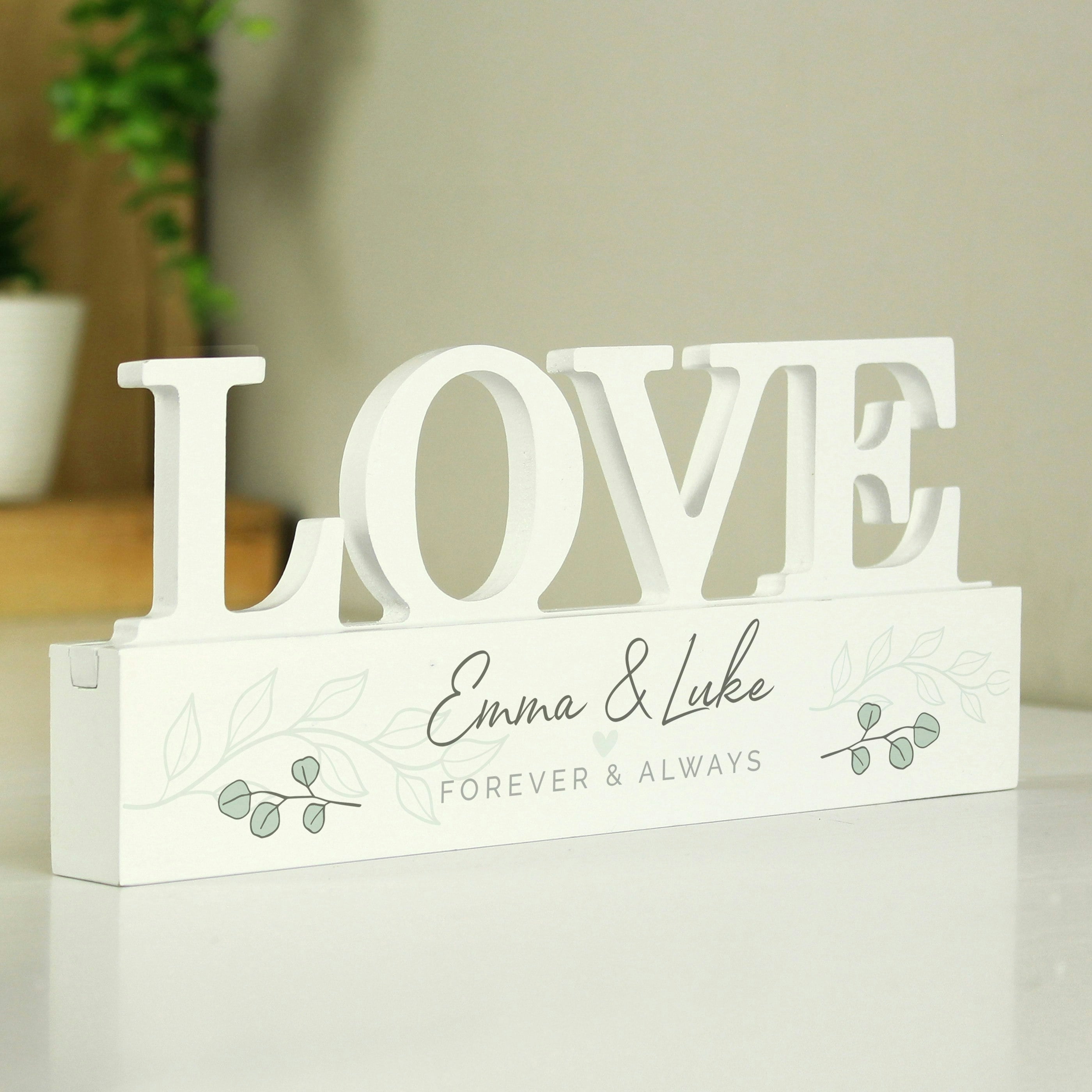 Personalised Memento Company Personalised Botanical Wooden Love Ornament