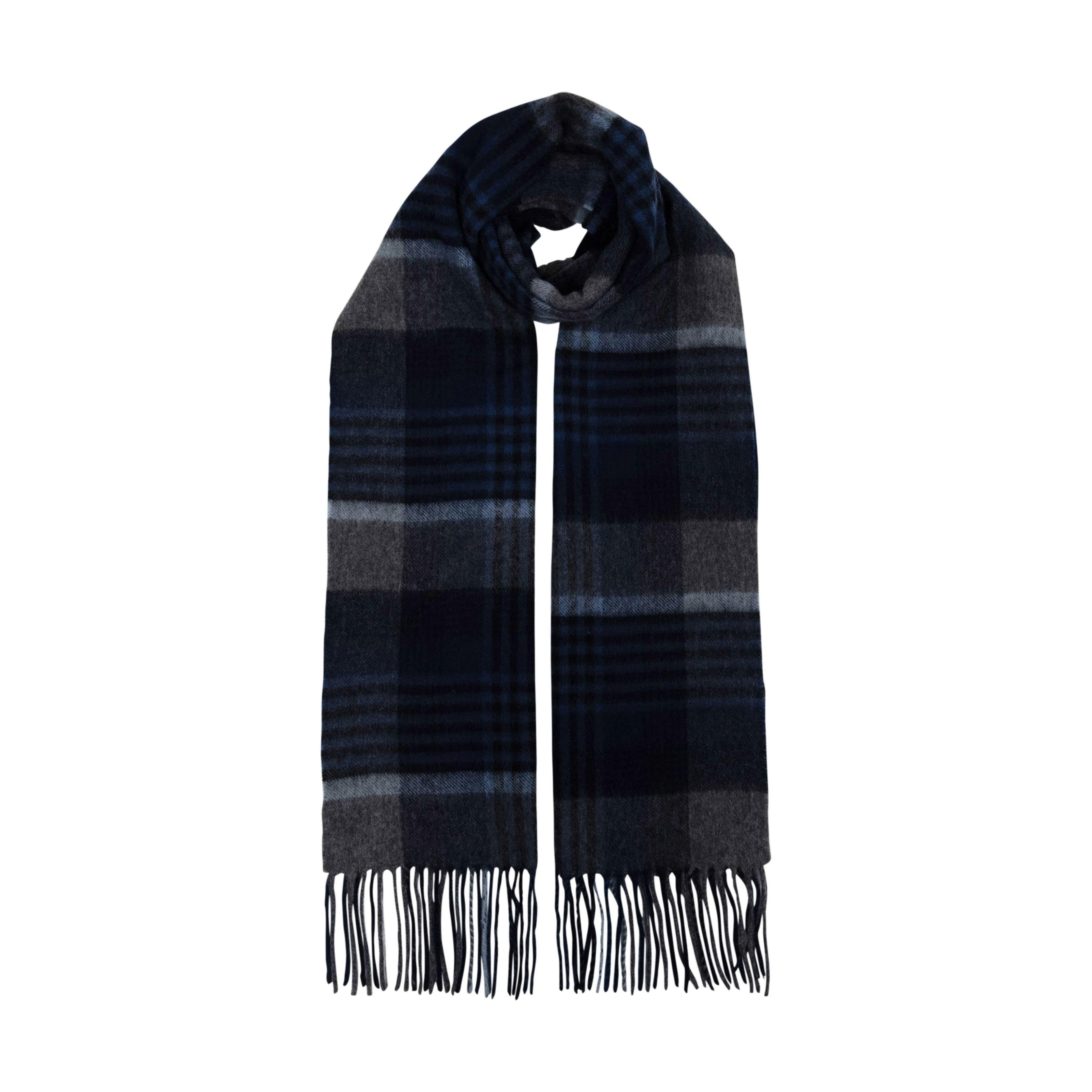 Carlyle Heath & Co. Blue Check Cashmere Scarf