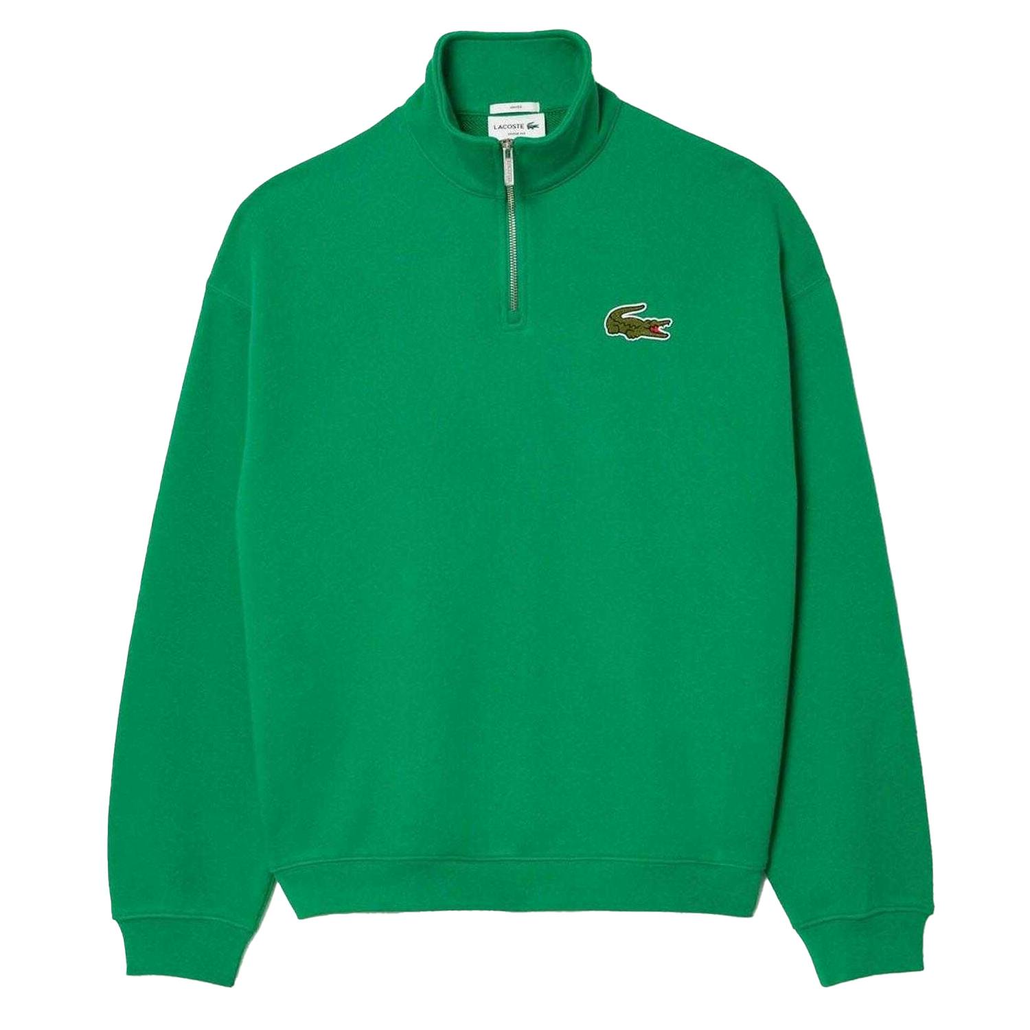 Lacoste Unisex Green Adult Accent Sweatshirt - Xs - 100% Organic Cotton