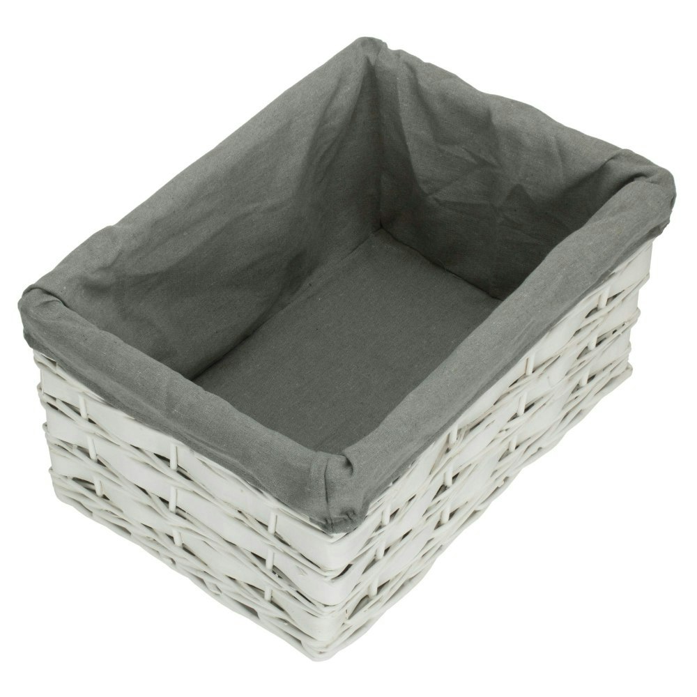 Red Hamper Red/Grey Hamper Whitewash Lined Scandi Storage Basket - Large