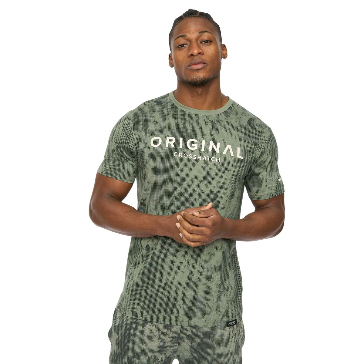 Crosshatch Men's Bardon Camo T-Shirt - Olive Camo - M - Olive Camo - 100% Cotton