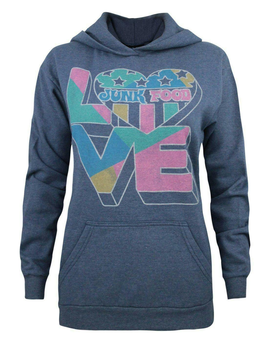 Vanilla Underground Women's Blue Junk Food Clothing Junk Food Logo Hoodie - Small