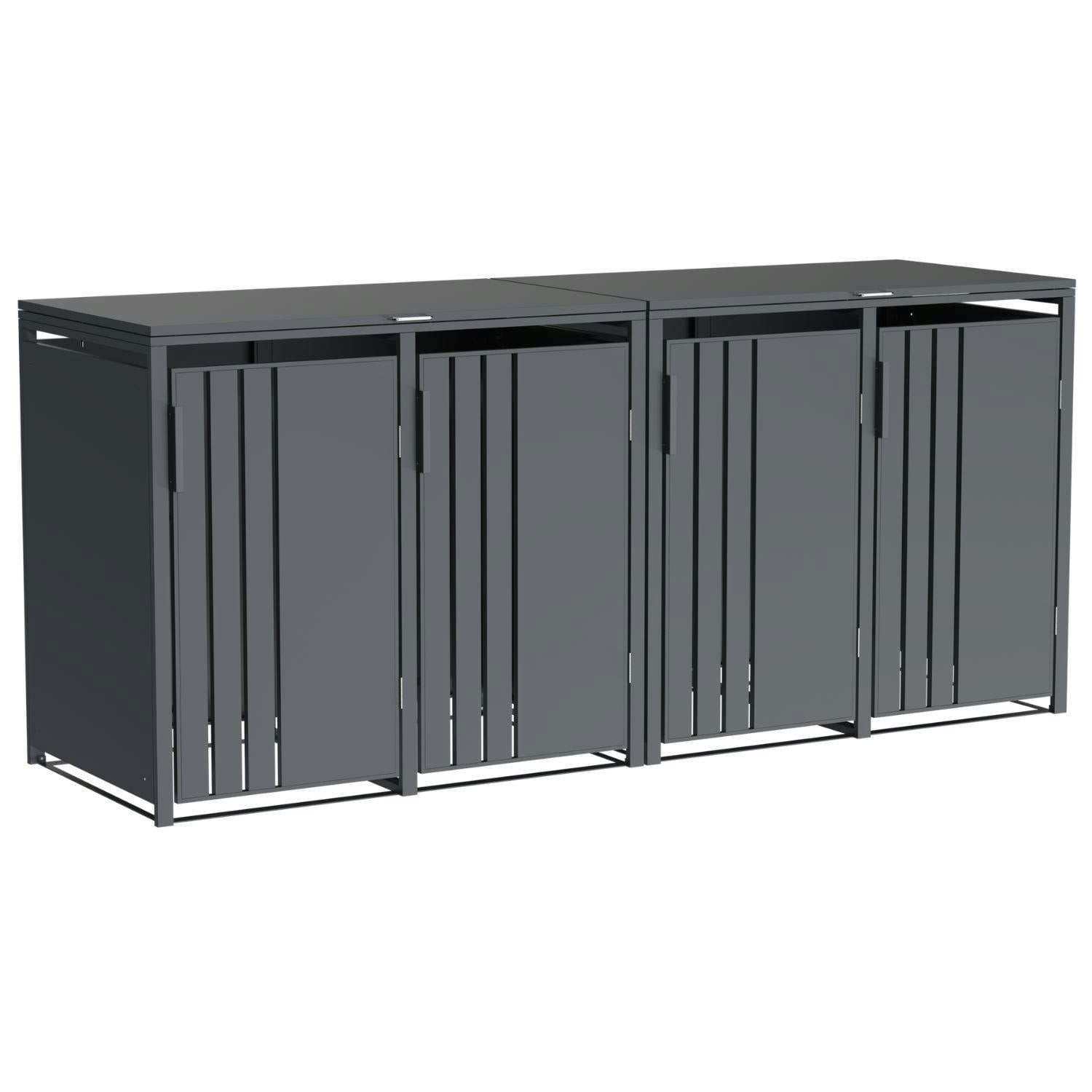 Rackhams Anthracite Phoenix Gb4400aa Outdoor Quad Wheelie Bin Store For 4 X 240L Bins In - Powder-Coated - Steel