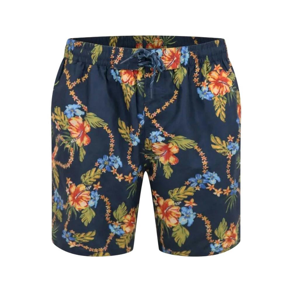 Duke Men's Dawson D555 Hawaiian Kingsize Swim Shorts - Navy - 3XL - Navy - 100% Mixed