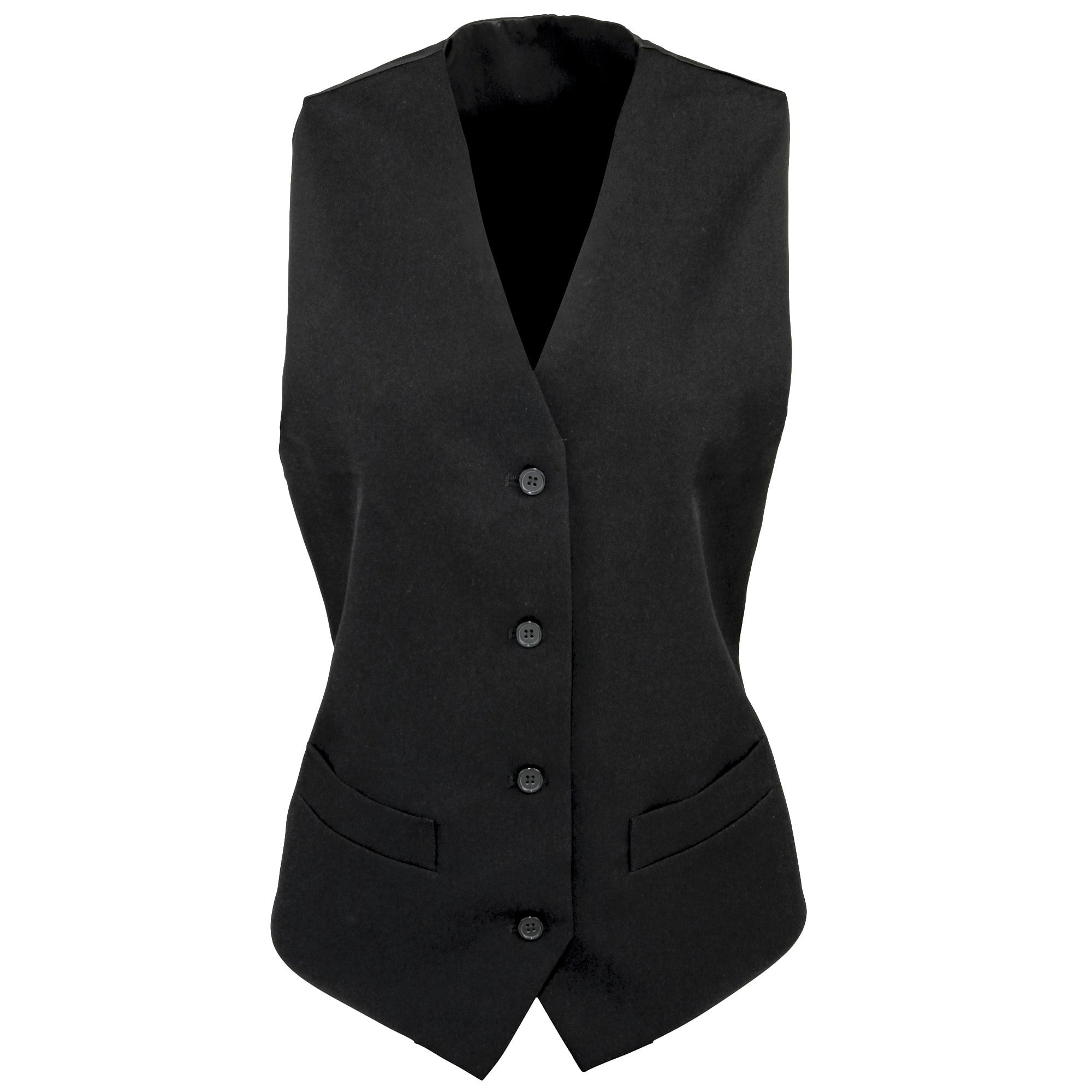 Premier Women's Black Lined Polyester Waistcoat / Bar Wear / Catering - 2XL