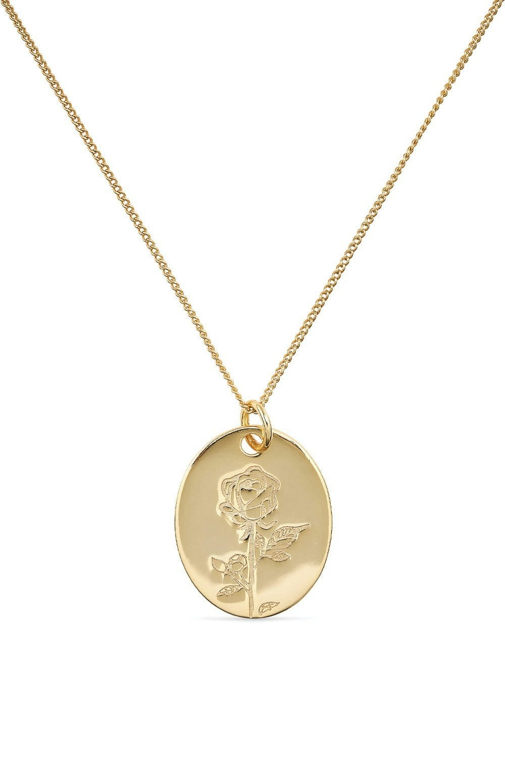 Elk & Bloom Gold 14K Rose Flower Necklace - 56Cm Full Necklace - No Thank You
