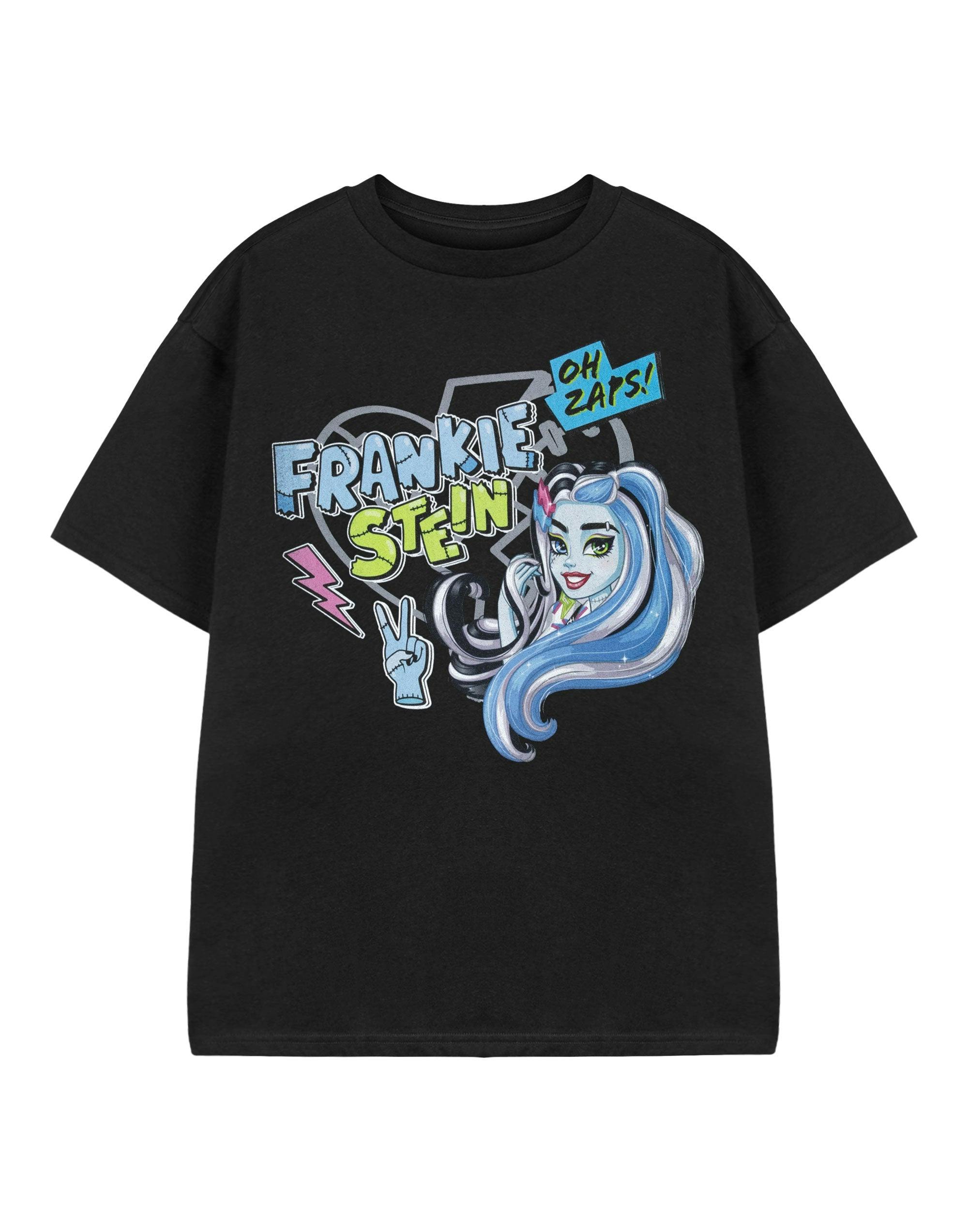 Vanilla Underground Girls Black Monster High Frankiestein Short Sleeved T-Shirt - 3-4 Years
